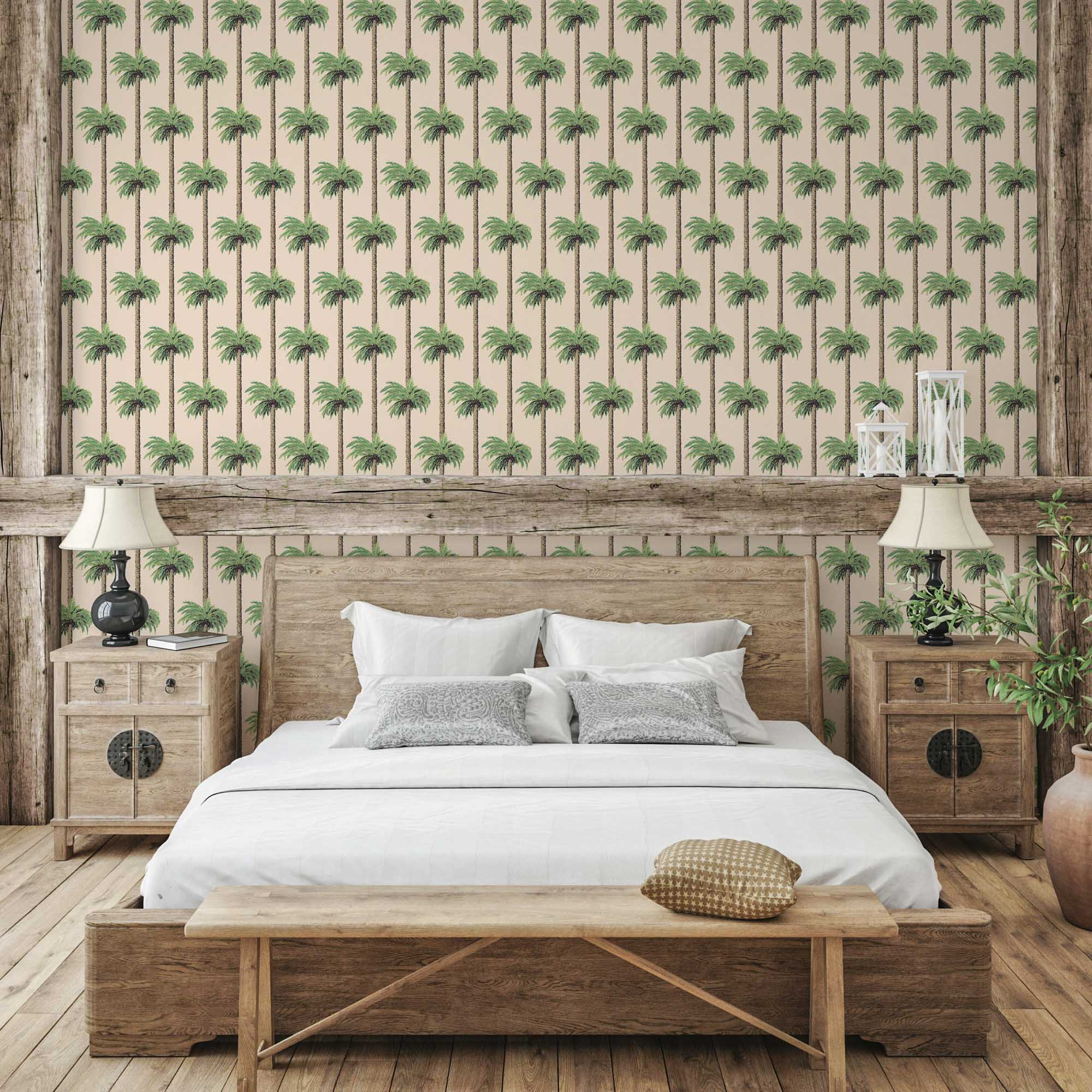 Retro Tiki Palm Trees Wallpaper - Tan - Image 2