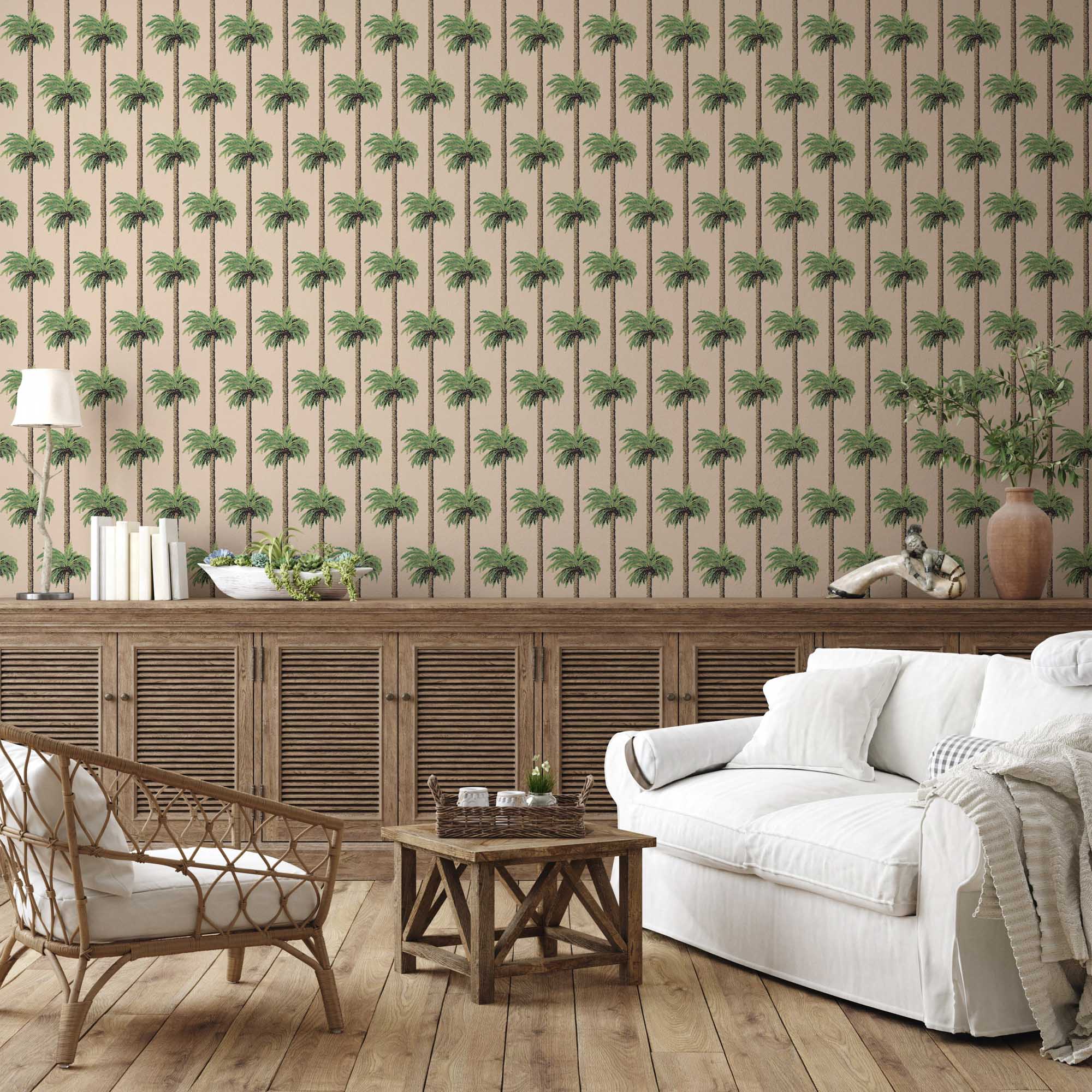 Retro Tiki Palm Trees Wallpaper - Tan - Image 3