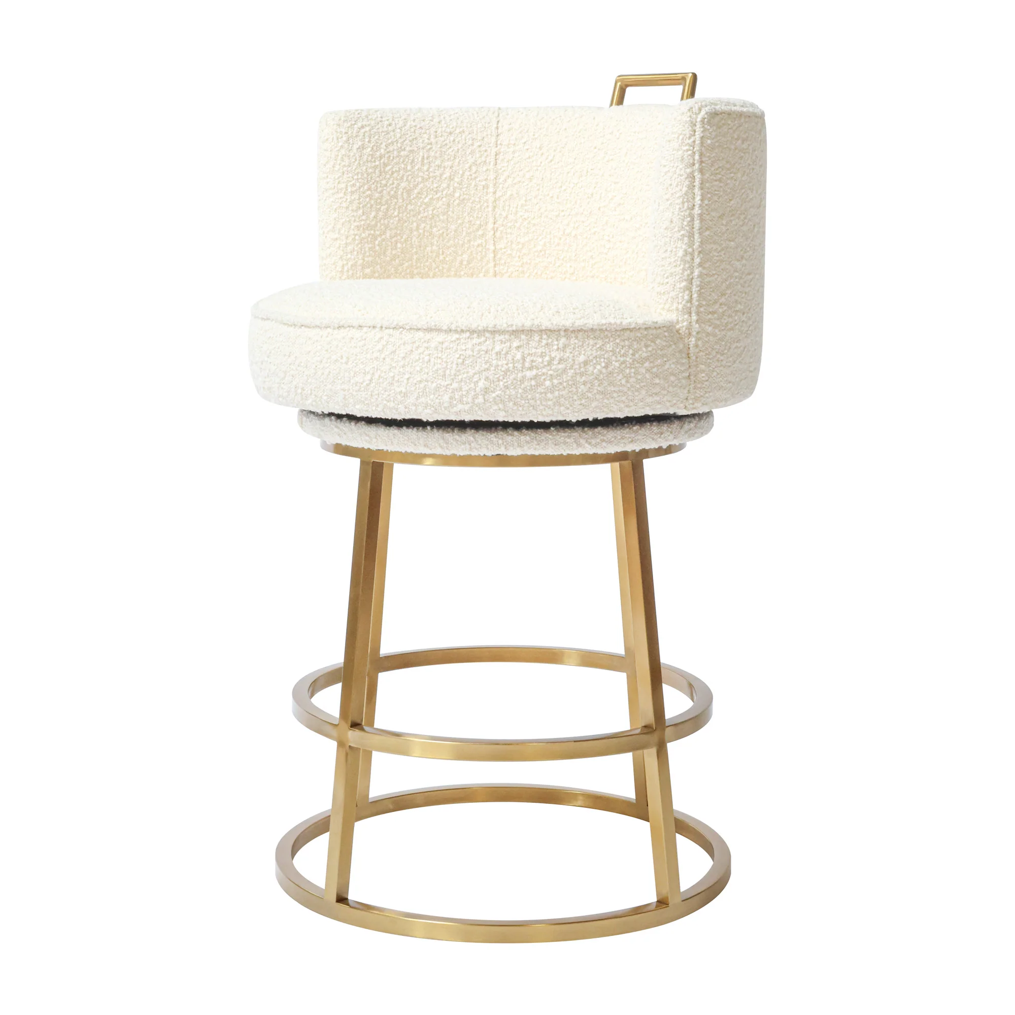 Rosita Swivel Counter Stool in Ivory Boucle - Image 4