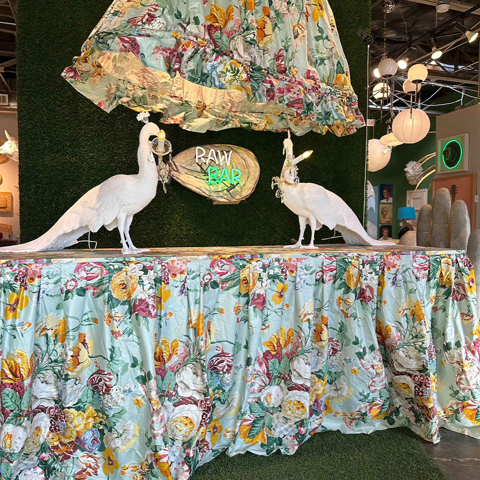 Floral Upholstered Table and Canopy - Image 2
