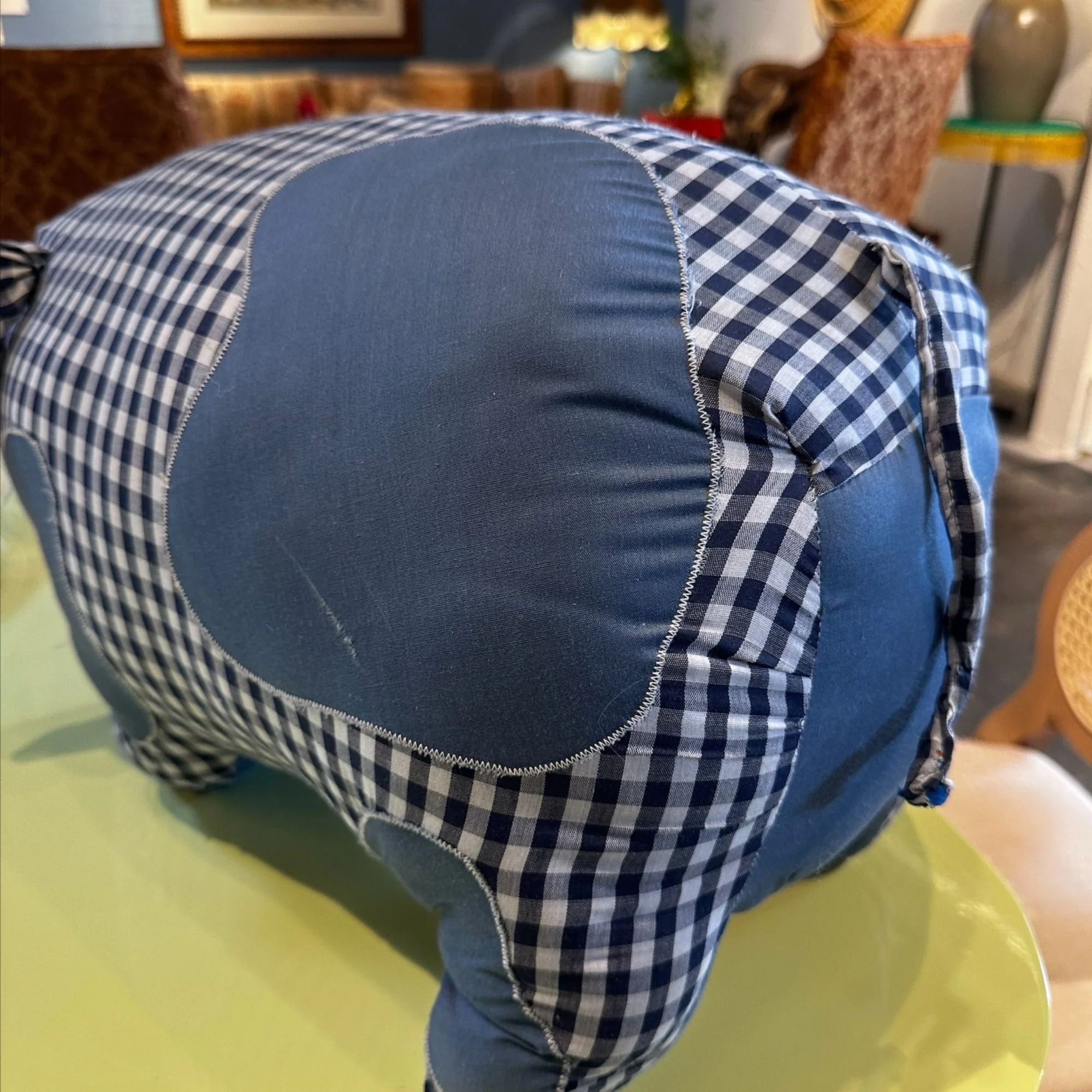 Oversized Blue Pig Pillow - Image 3