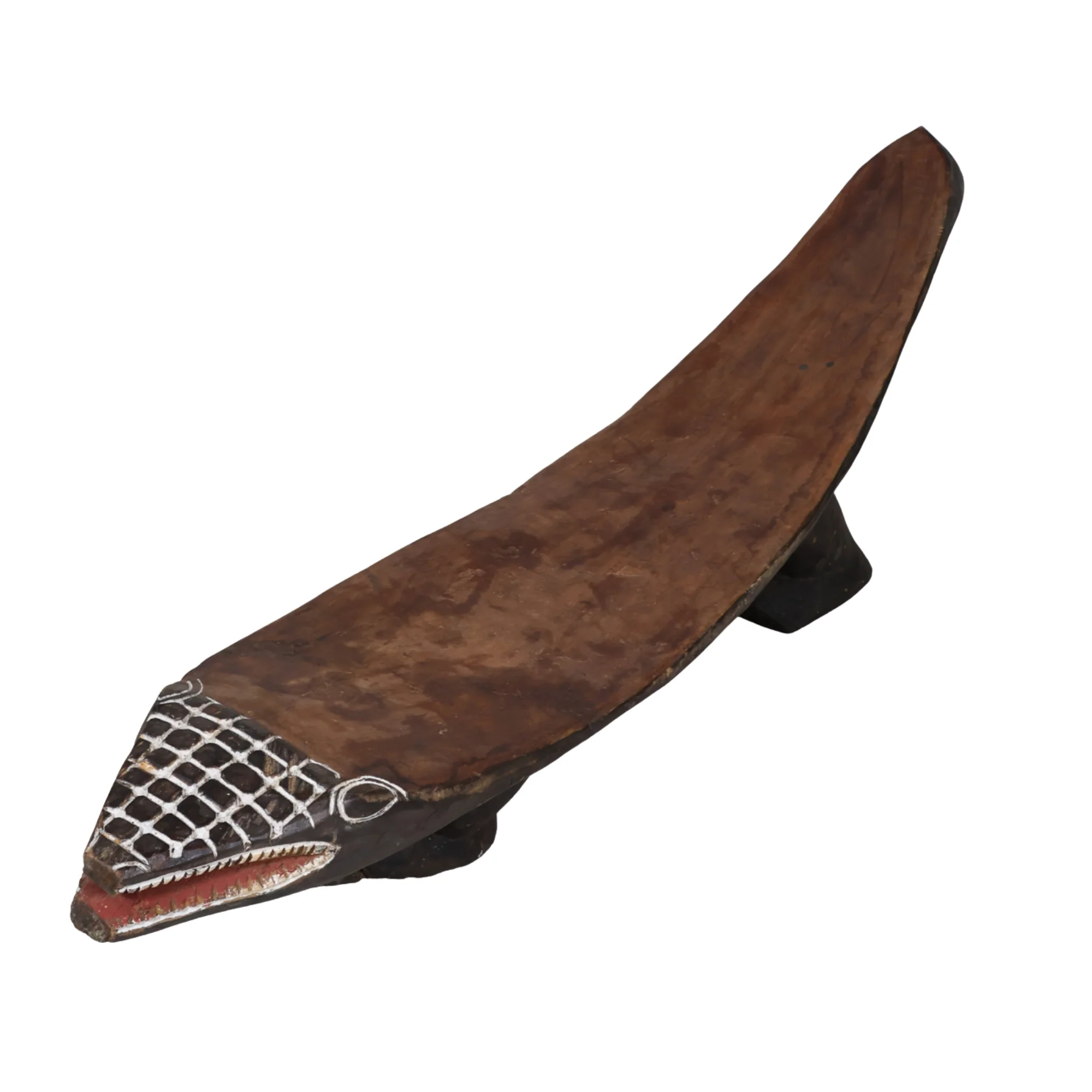 Large Wood Carved Fish Bench