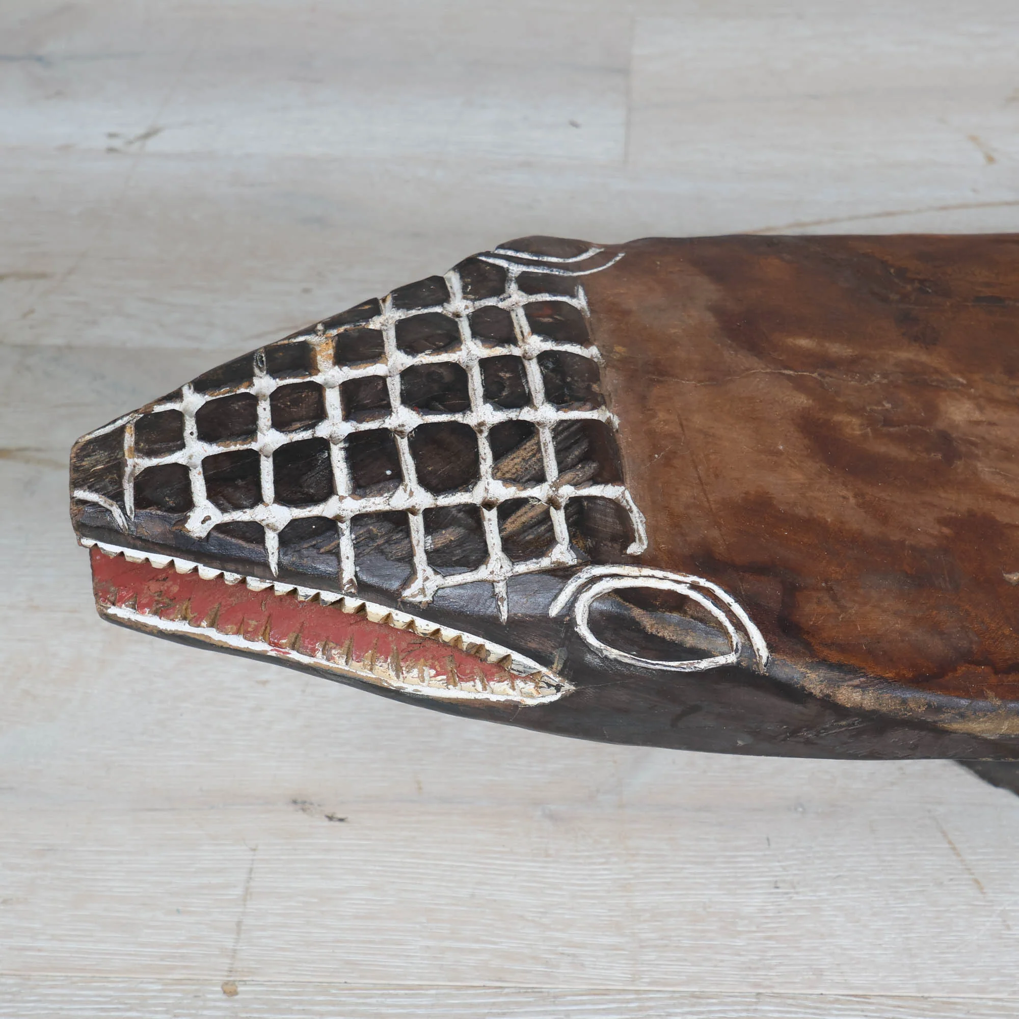 Large Wood Carved Fish Bench - Image 2