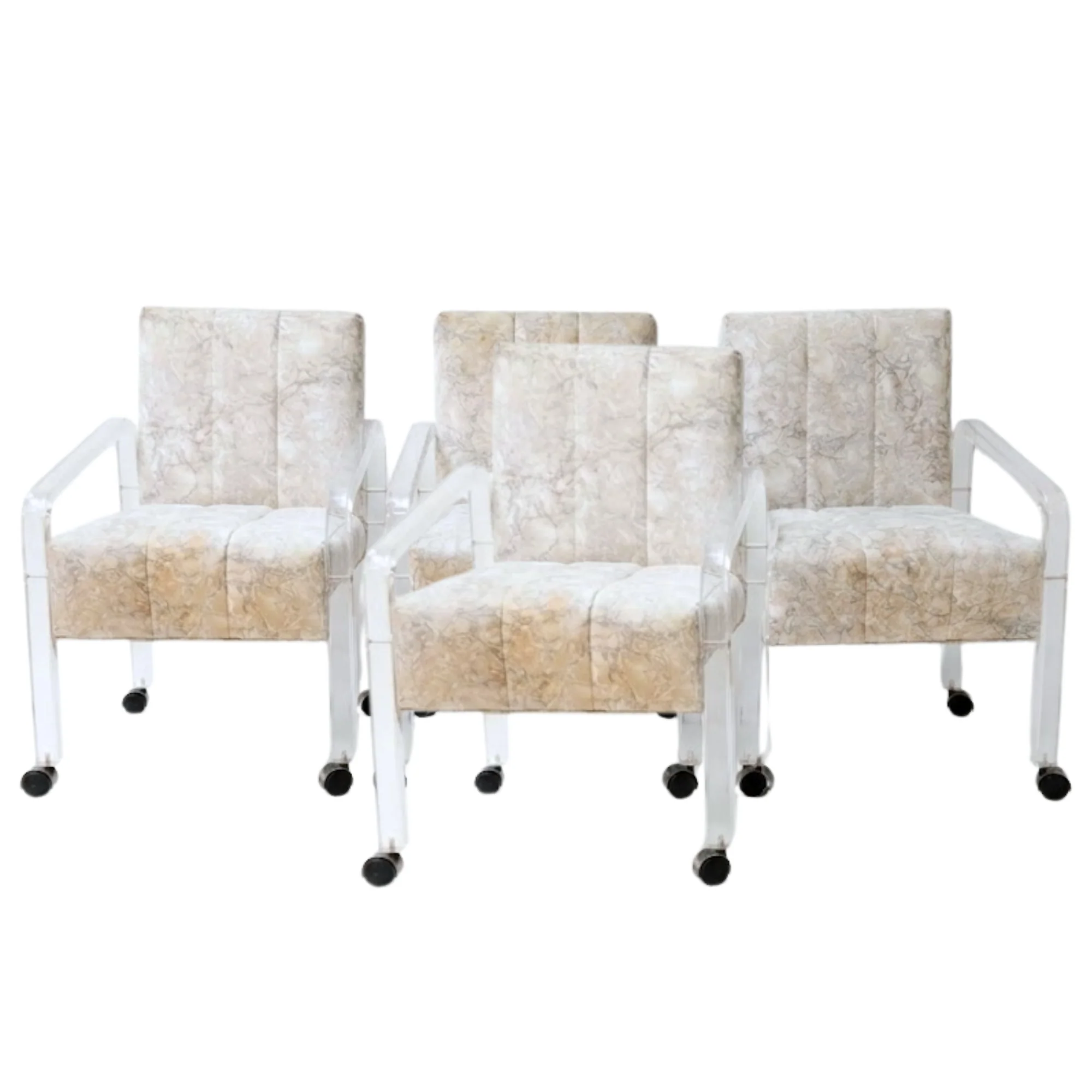 Set of 4 Lucite Chair on Casters