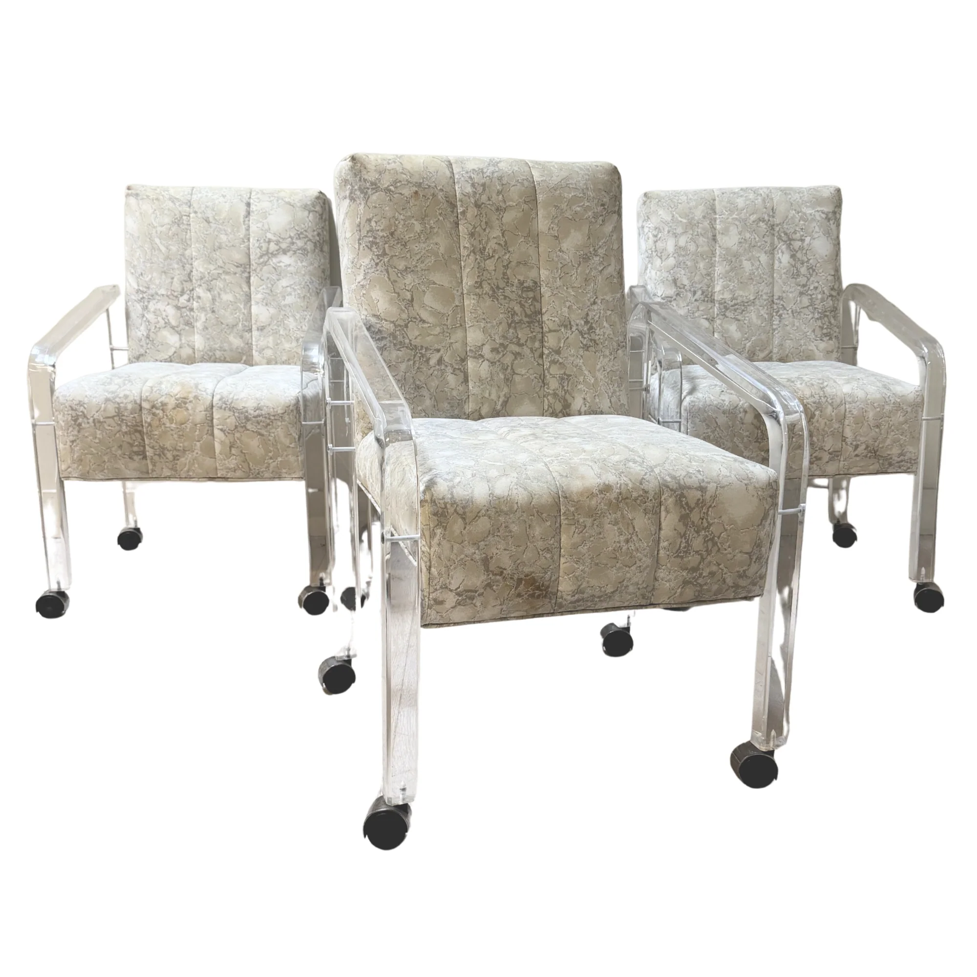 Set of 4 Lucite Chair on Casters - Image 2