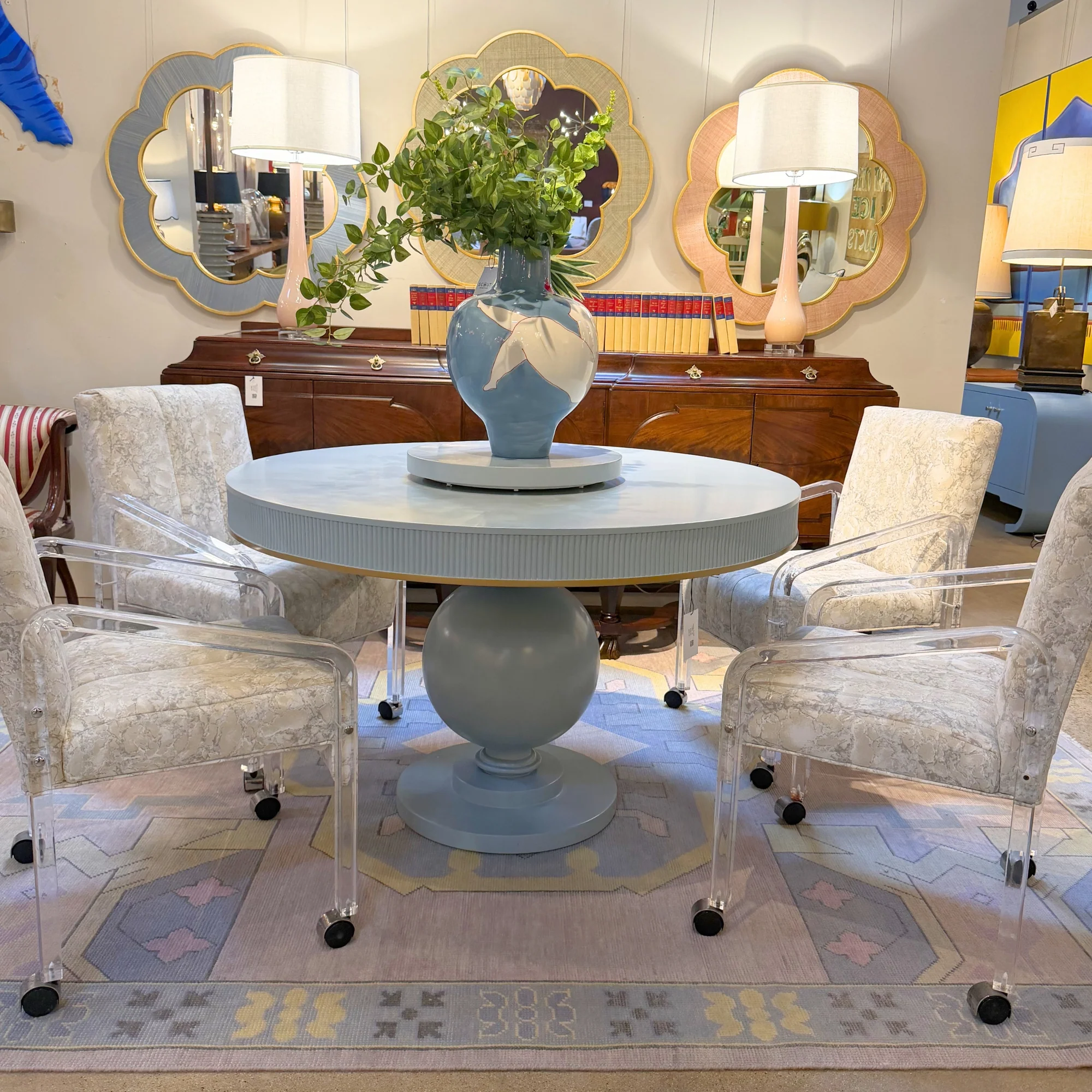 Set of 4 Lucite Chair on Casters - Image 3