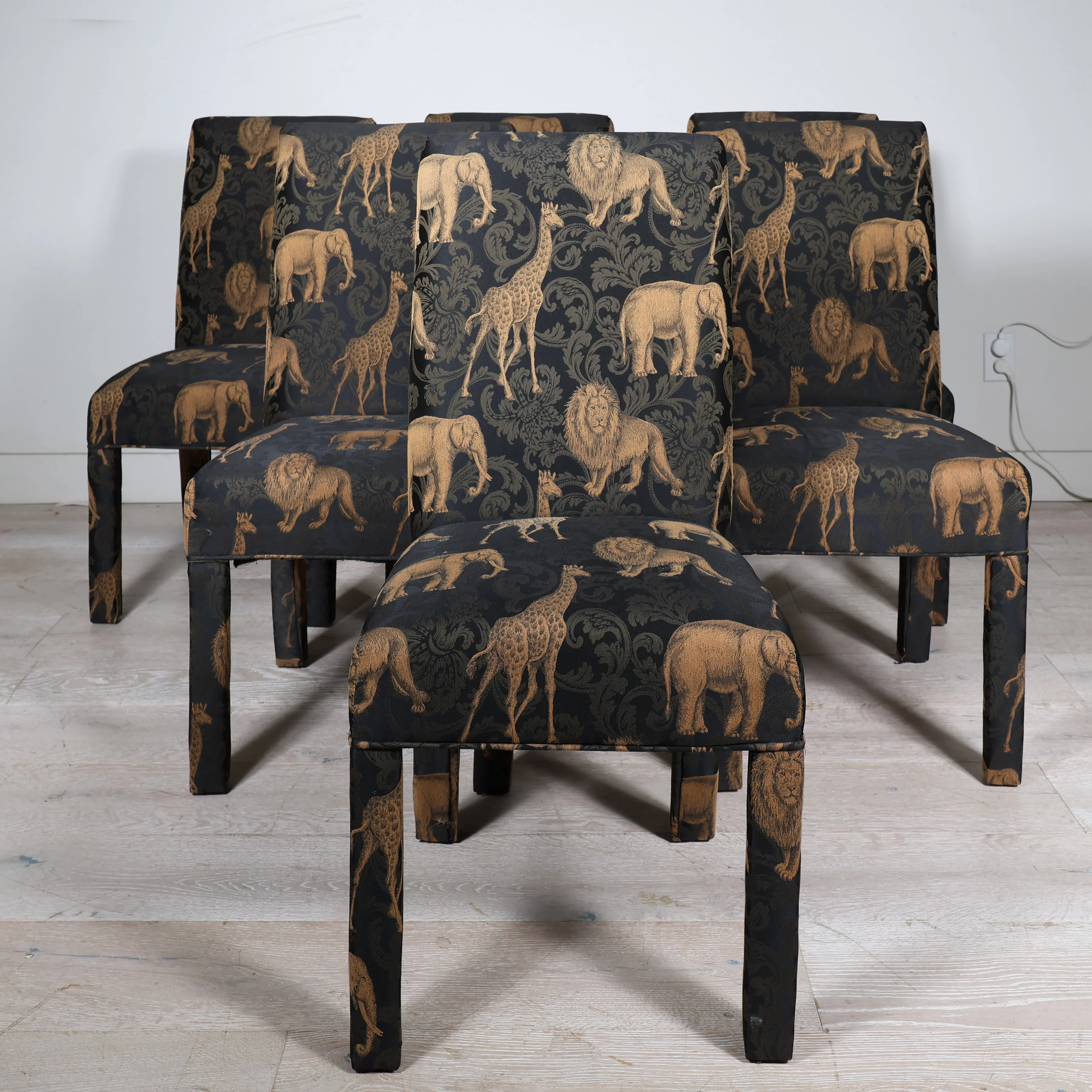 Set of 6 Regency Animals Print Parsons Dining Chairs - Image 2