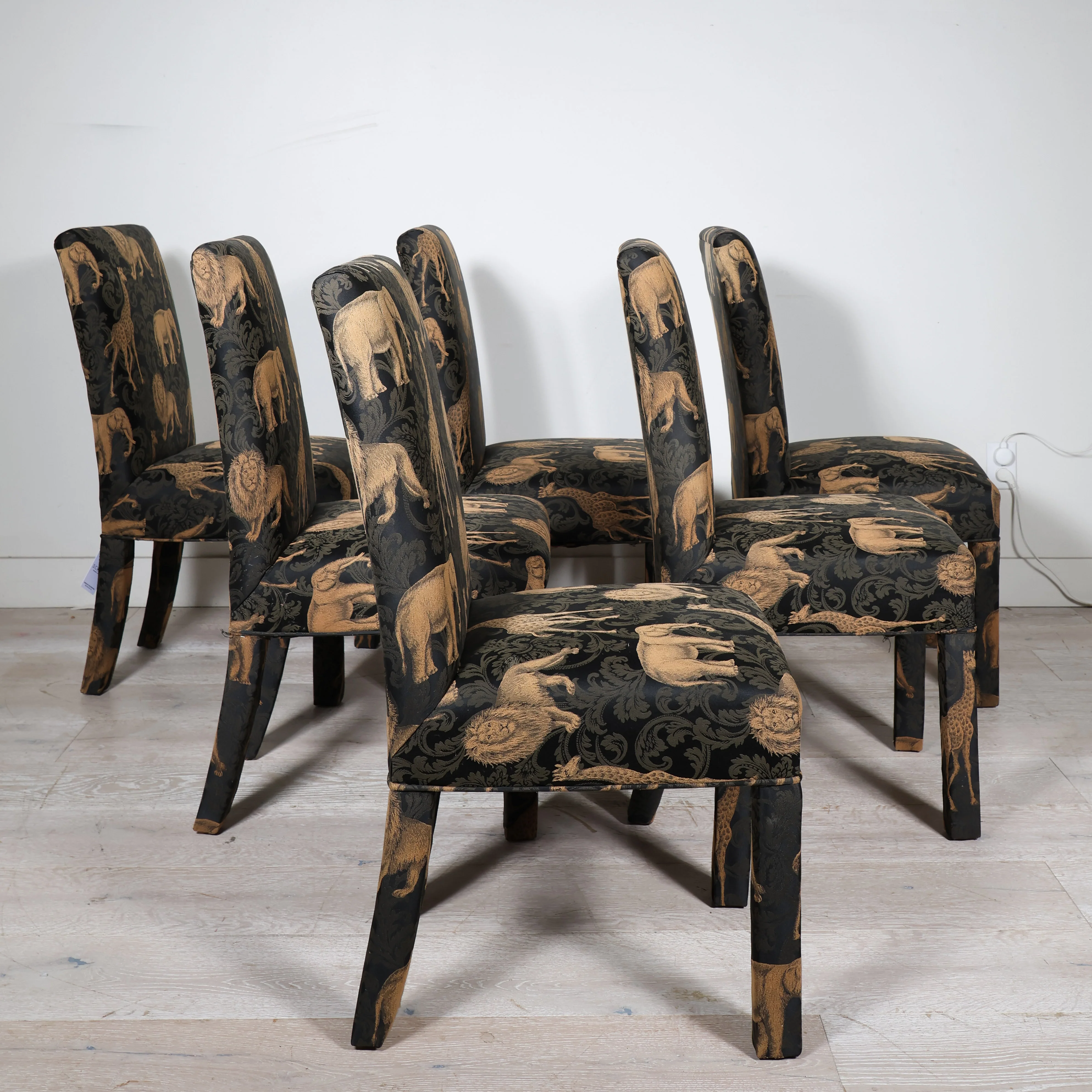 Set of 6 Regency Animals Print Parsons Dining Chairs - Image 3