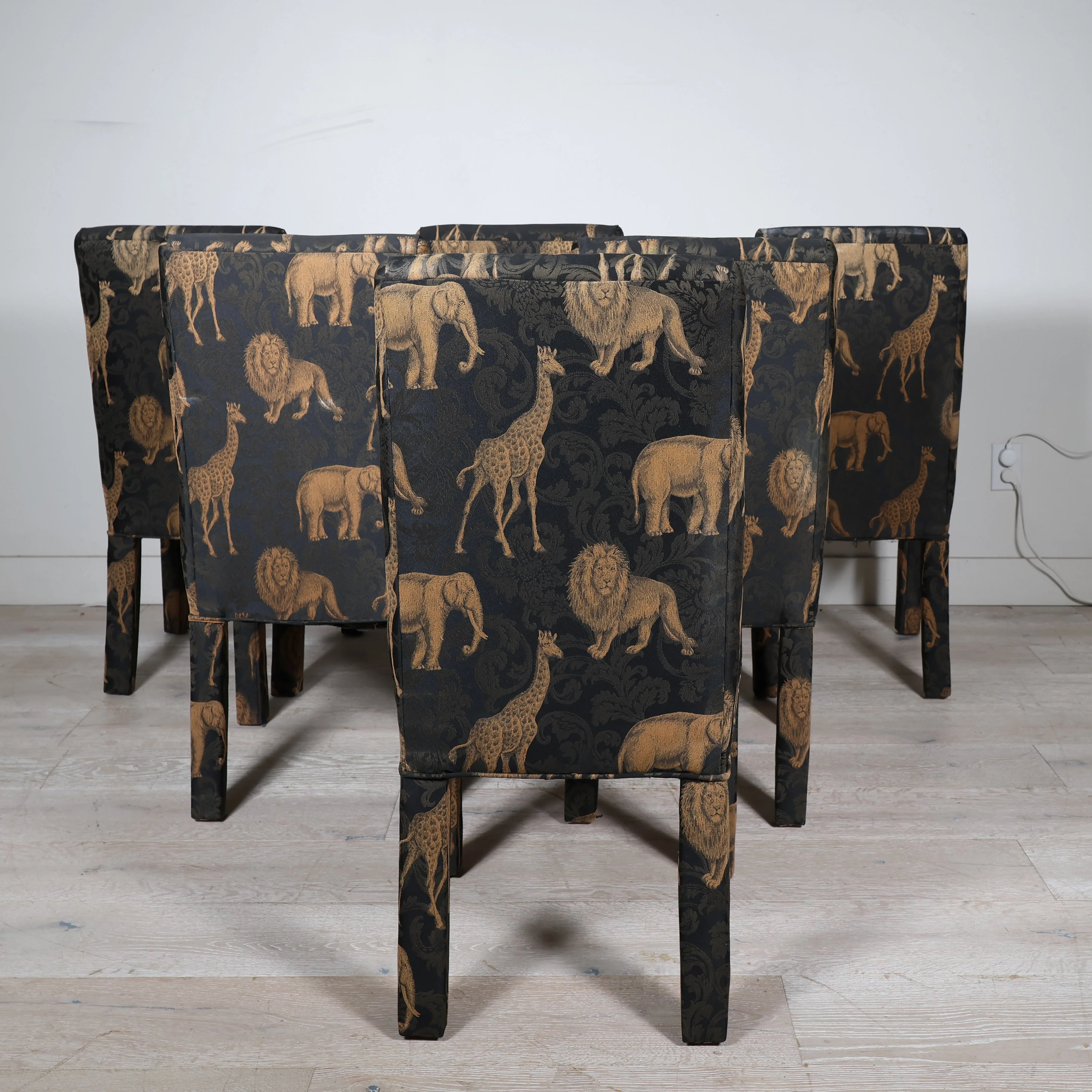 Set of 6 Regency Animals Print Parsons Dining Chairs - Image 4