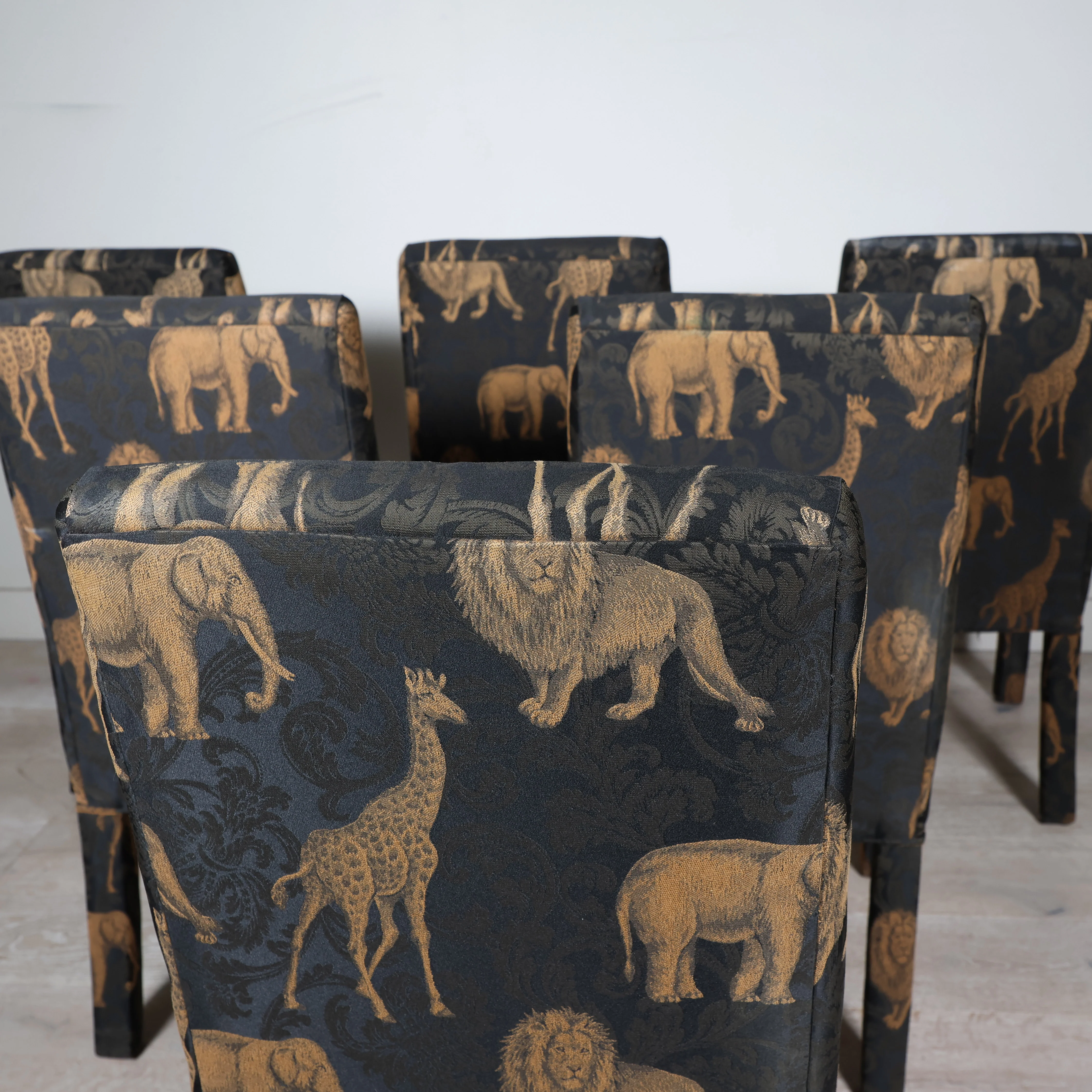 Set of 6 Regency Animals Print Parsons Dining Chairs - Image 5