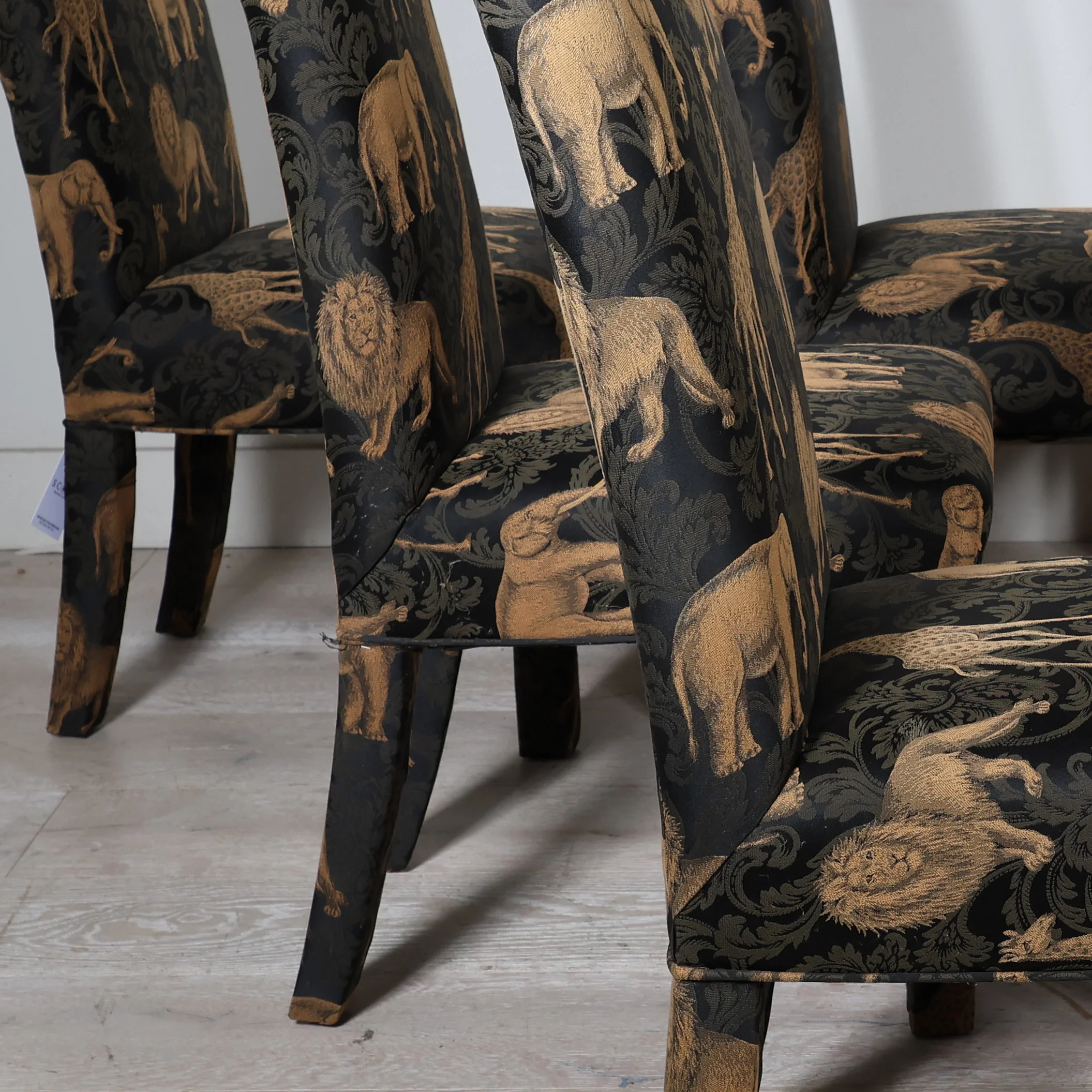 Set of 6 Regency Animals Print Parsons Dining Chairs - Image 7