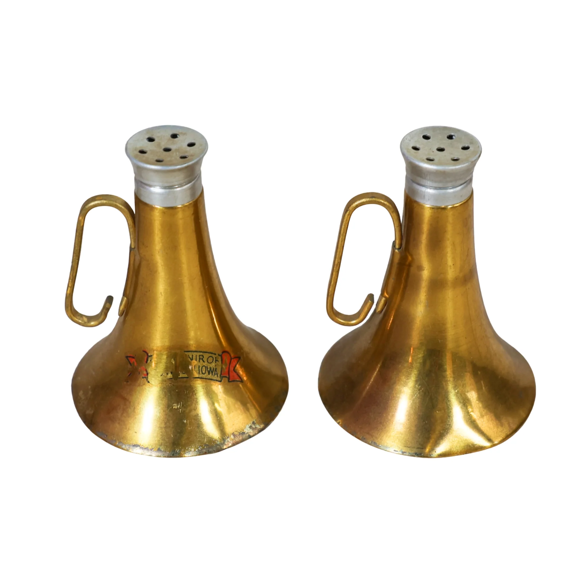 Set of Brass Bugle Salt & Pepper Shakers