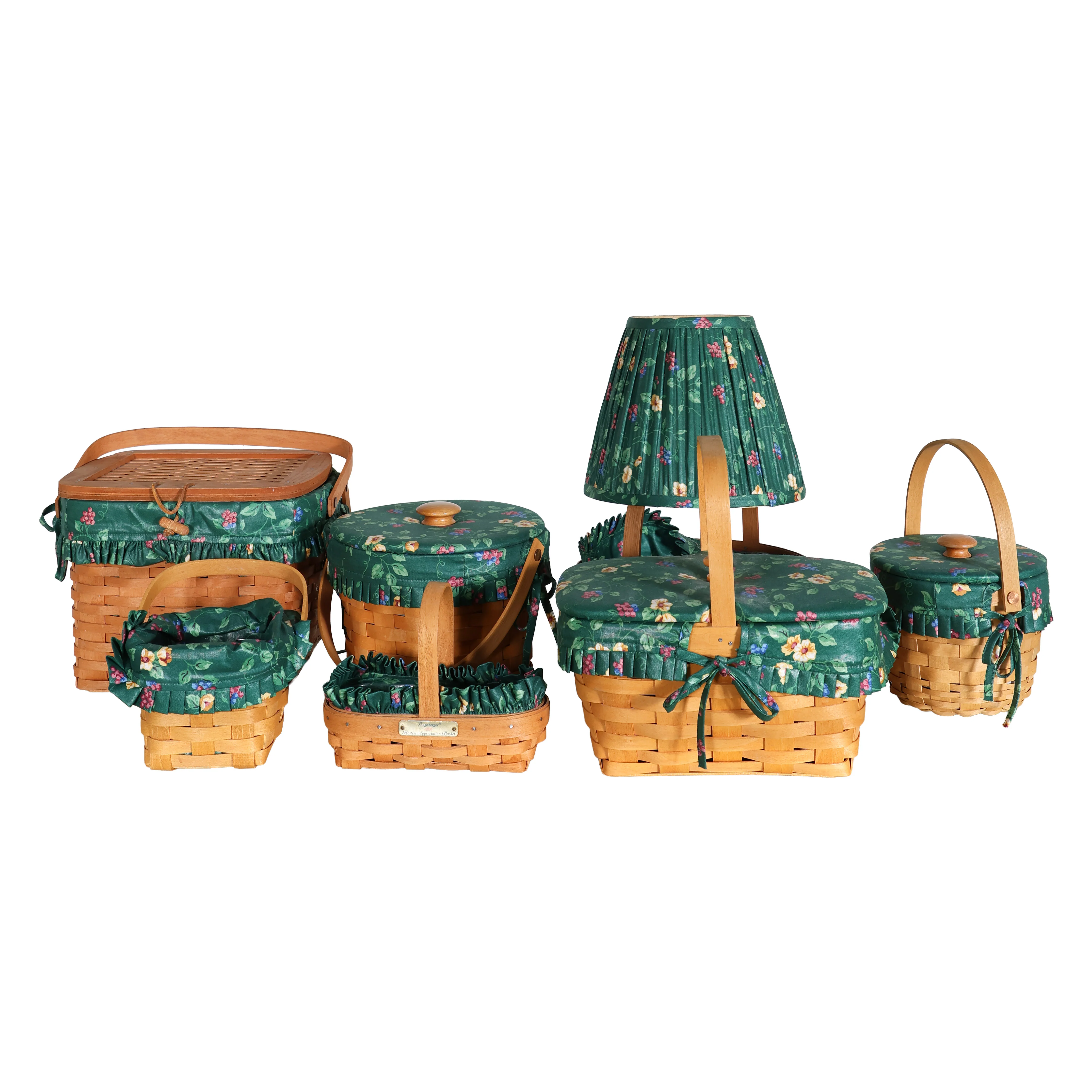 Seven Piece Longaberger Set in Green Floral
