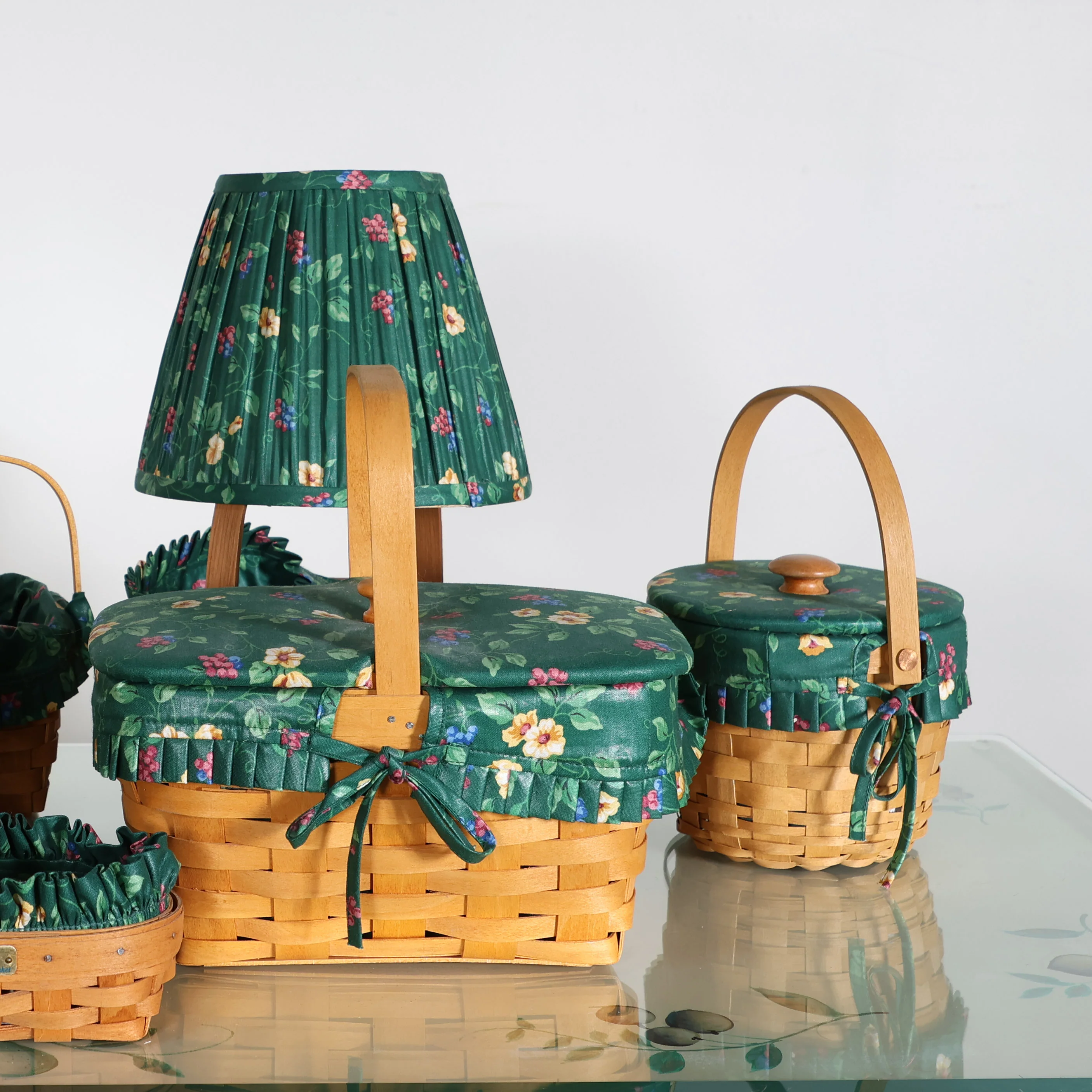Seven Piece Longaberger Set in Green Floral - Image 3