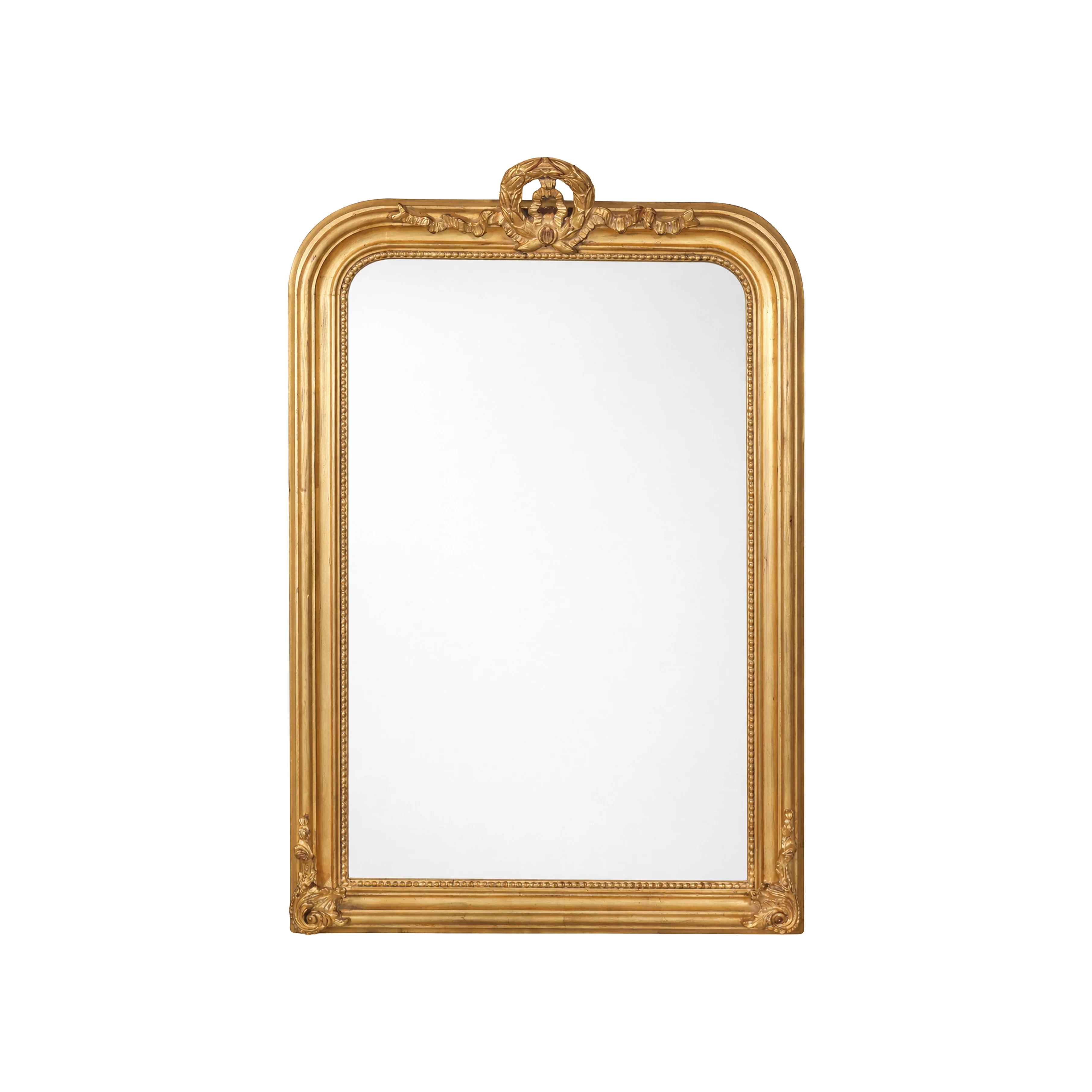Small Gold Mirror with Decorative Wreath Top