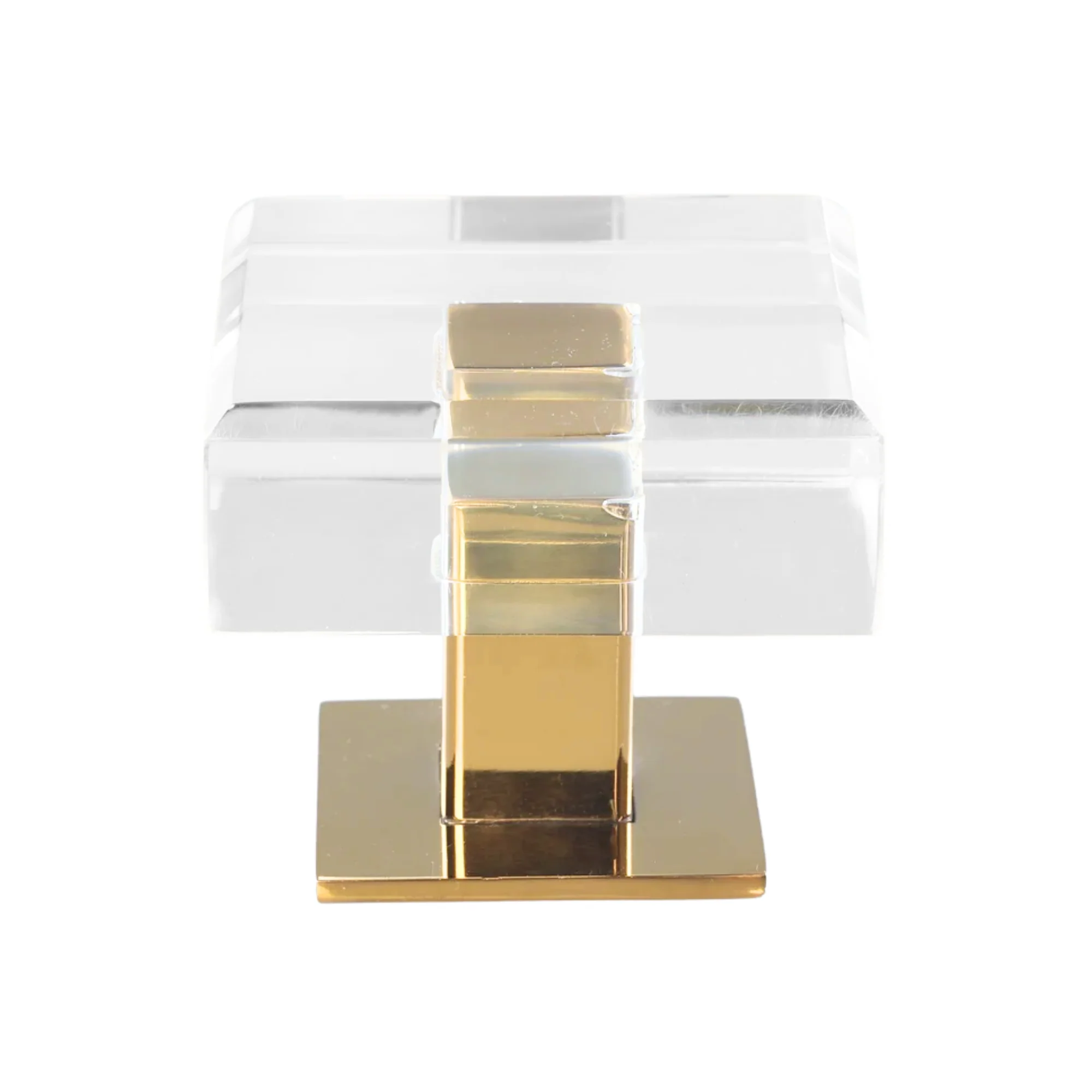 Square Lucite and Brass Knob - Image 2