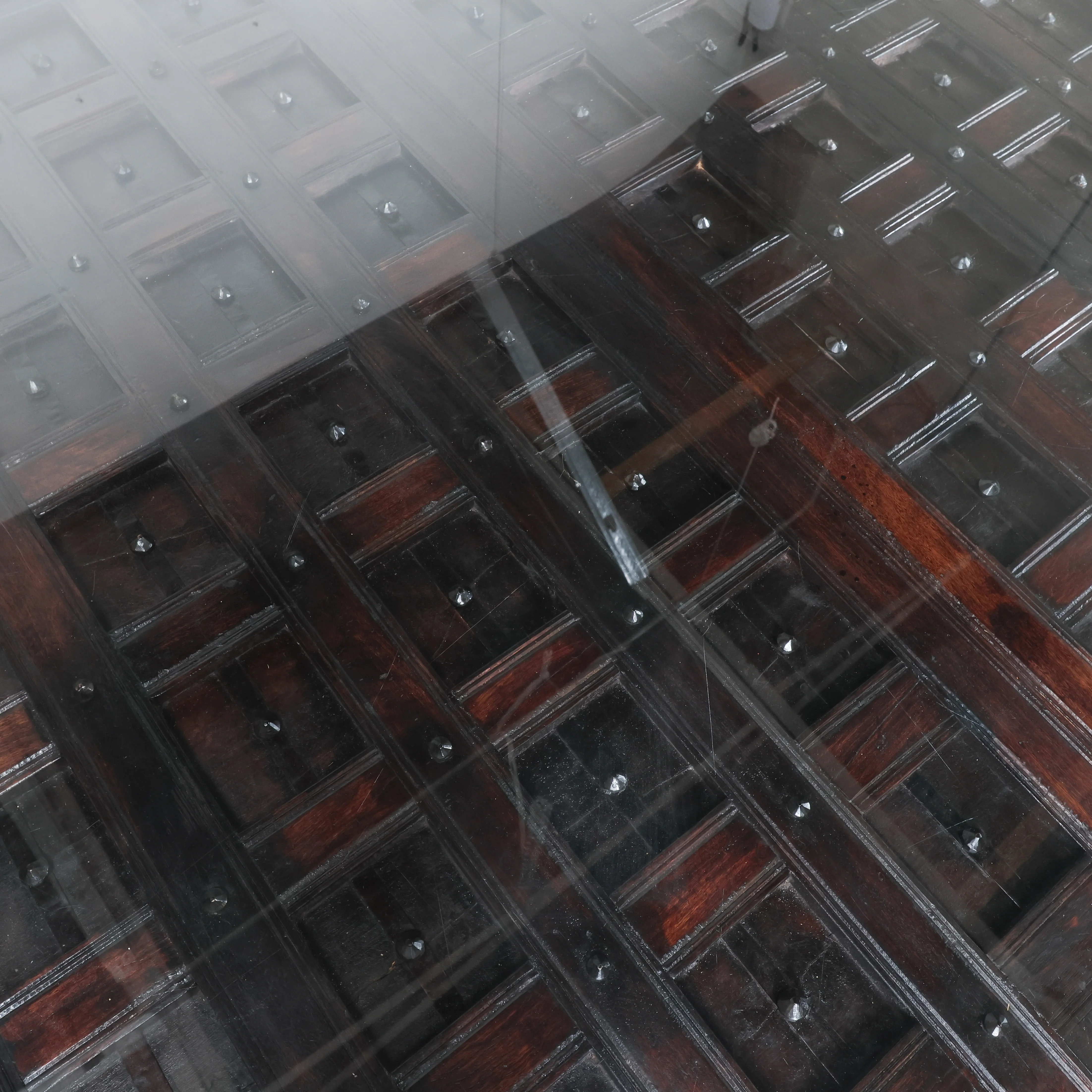 Square Table with Glass Top and Carved Detailing - Image 3