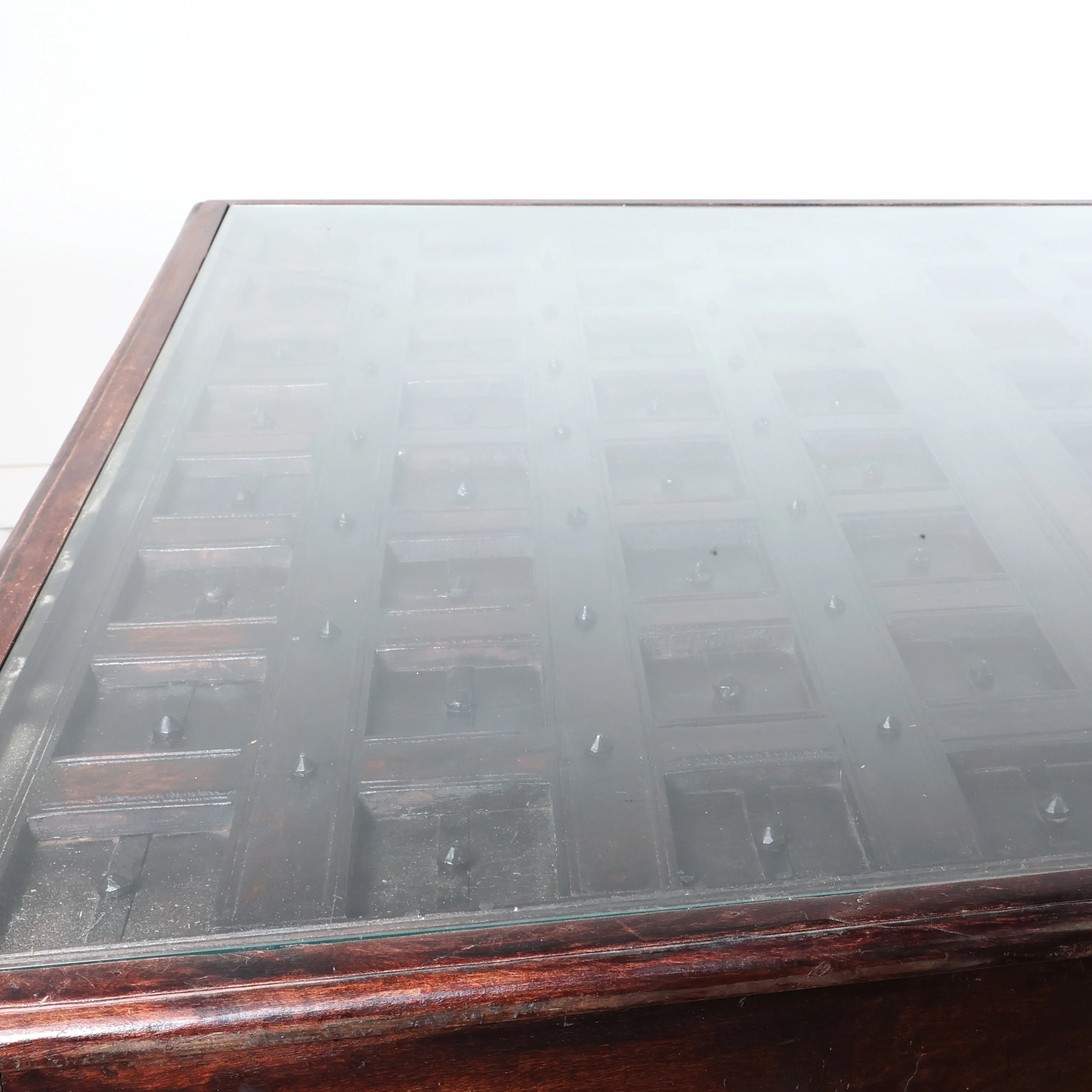 Square Table with Glass Top and Carved Detailing - Image 6