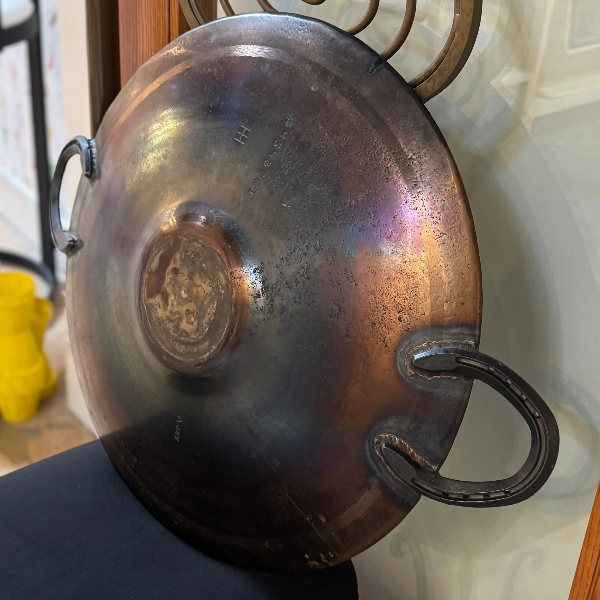 St. Croix Forge Griddle Wok Pan with Horseshoe Handles - Image 2