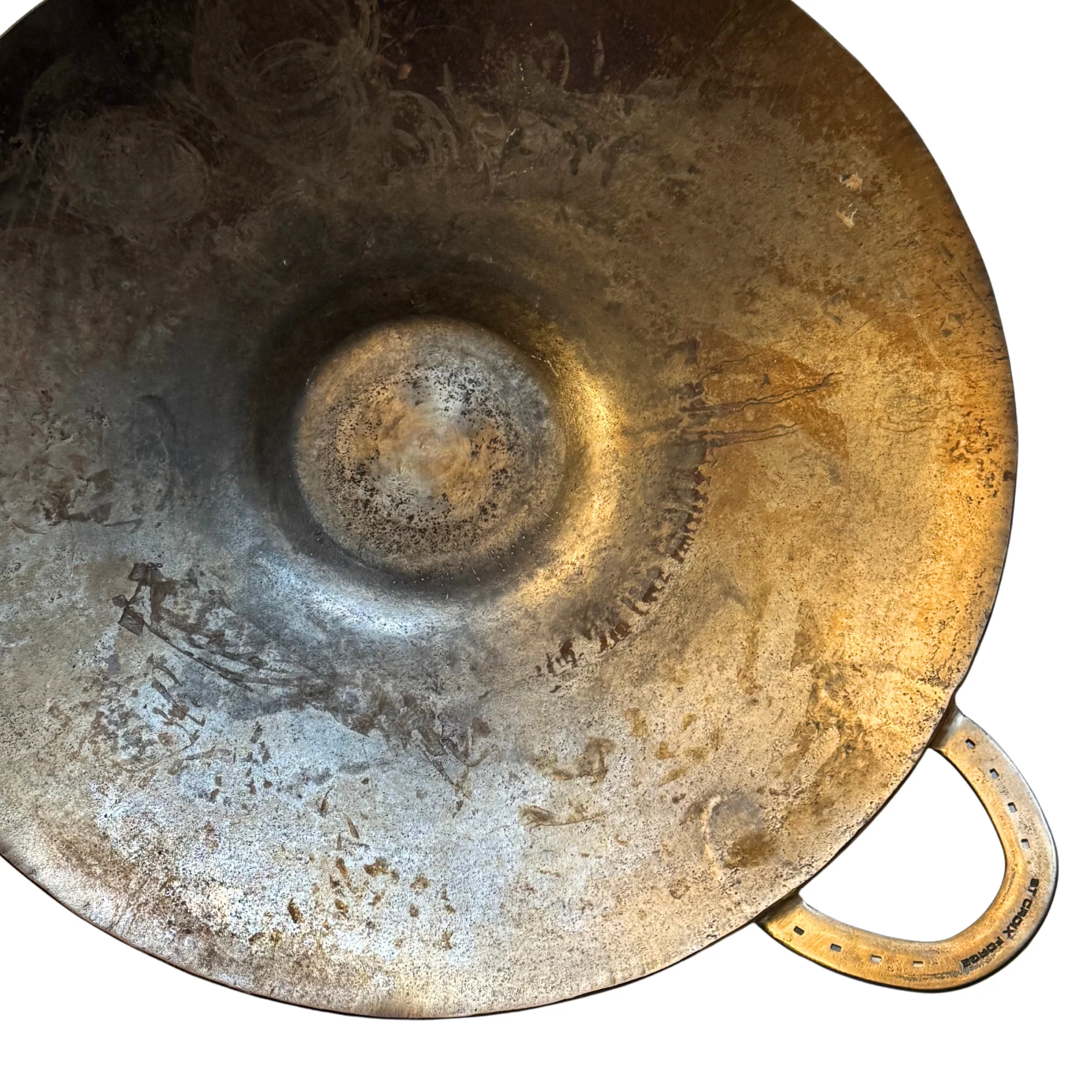 St. Croix Forge Griddle Wok Pan with Horseshoe Handles - Image 3