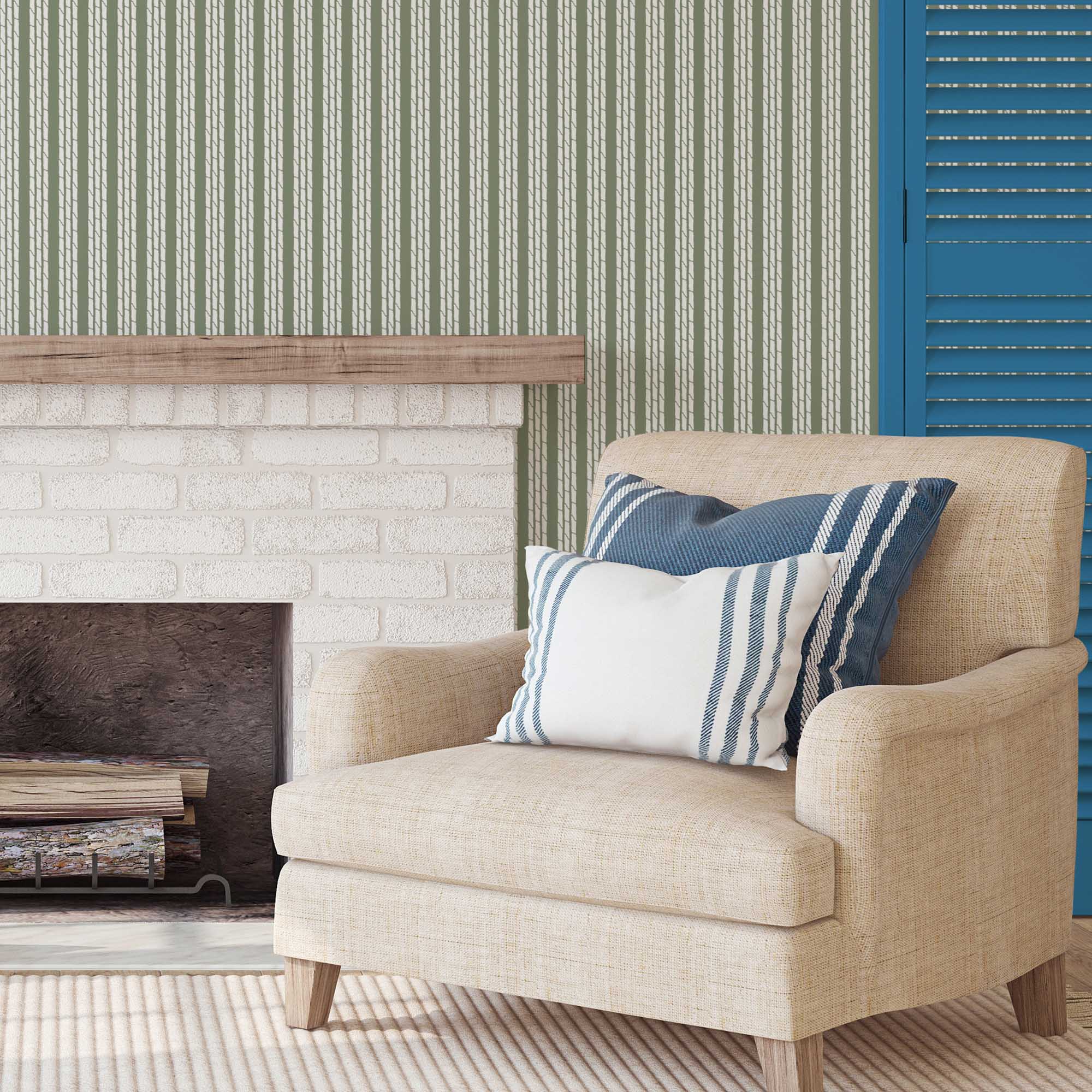 Tennessee Bamboo Stripes Wallpaper - Olive - Image 2