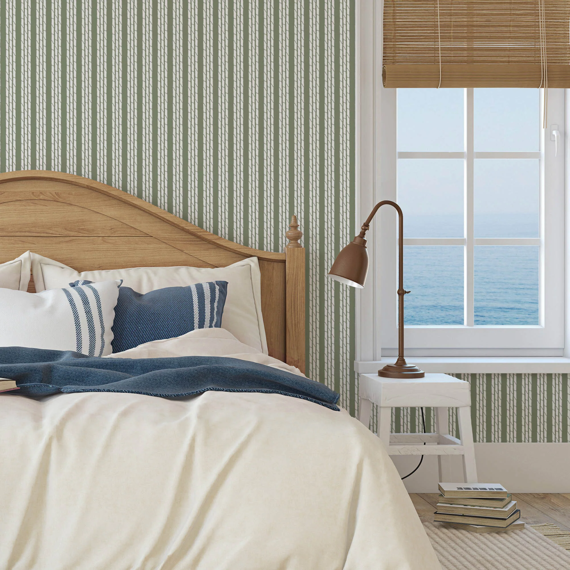 Tennessee Bamboo Stripes Wallpaper - Olive - Image 3