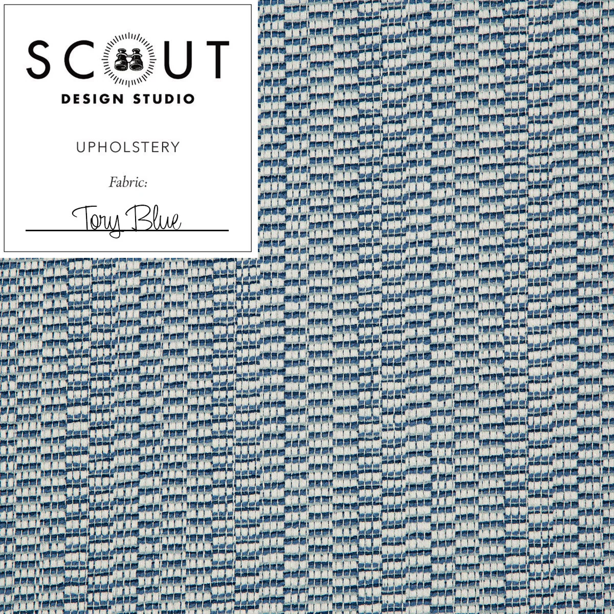 Tory Blue Geometric Fabric Sample