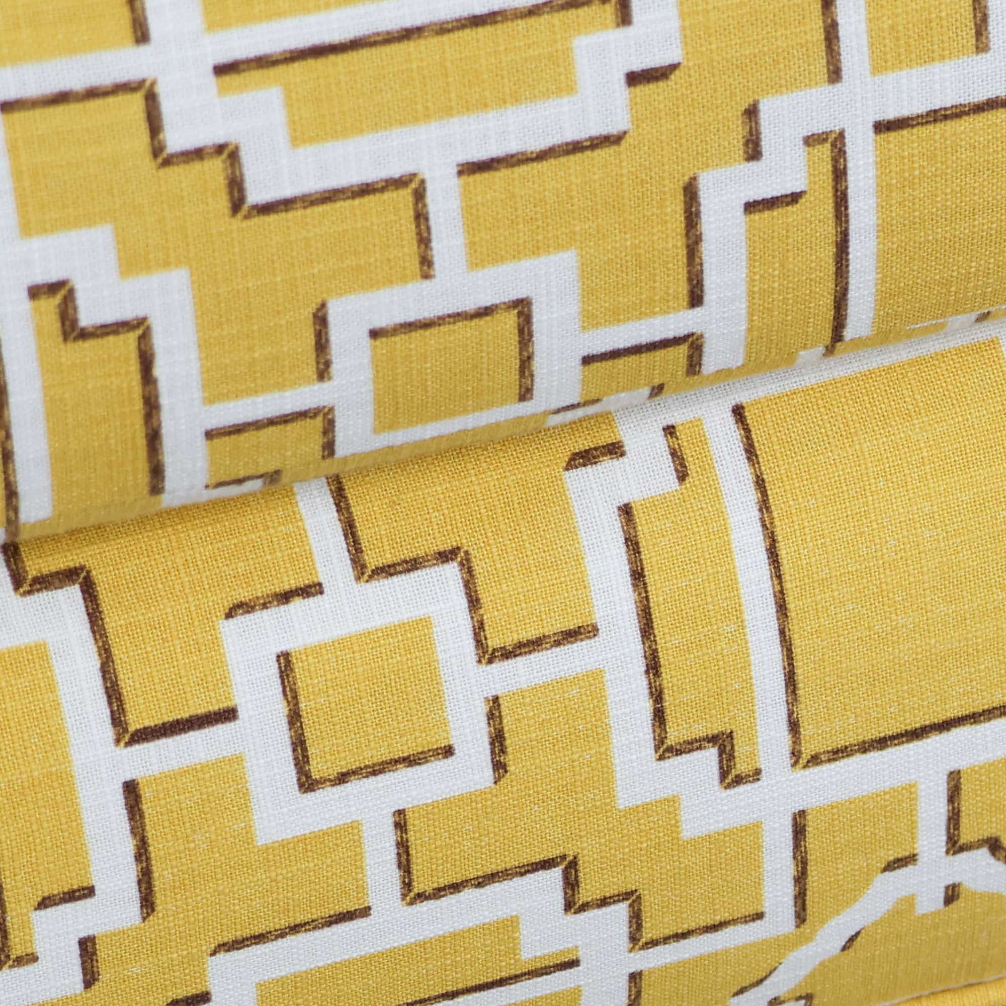 Traditional Sofa in Curry Chinoiserie Lattice Fabric - Image 3