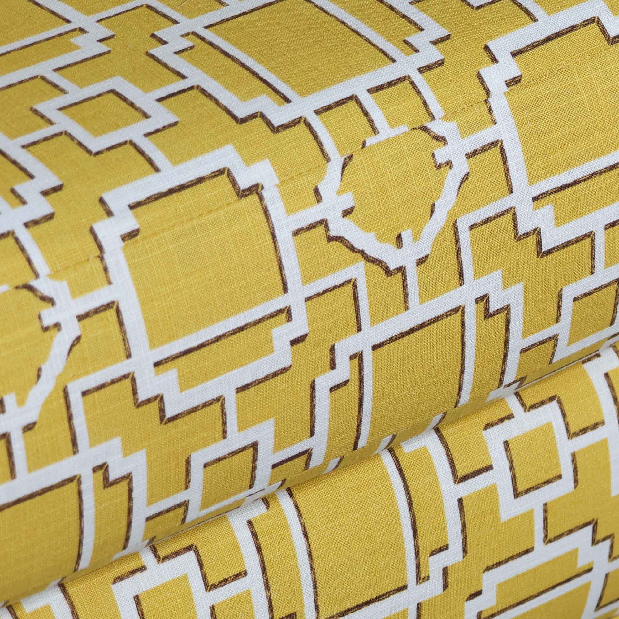 Traditional Sofa in Curry Chinoiserie Lattice Fabric - Image 7
