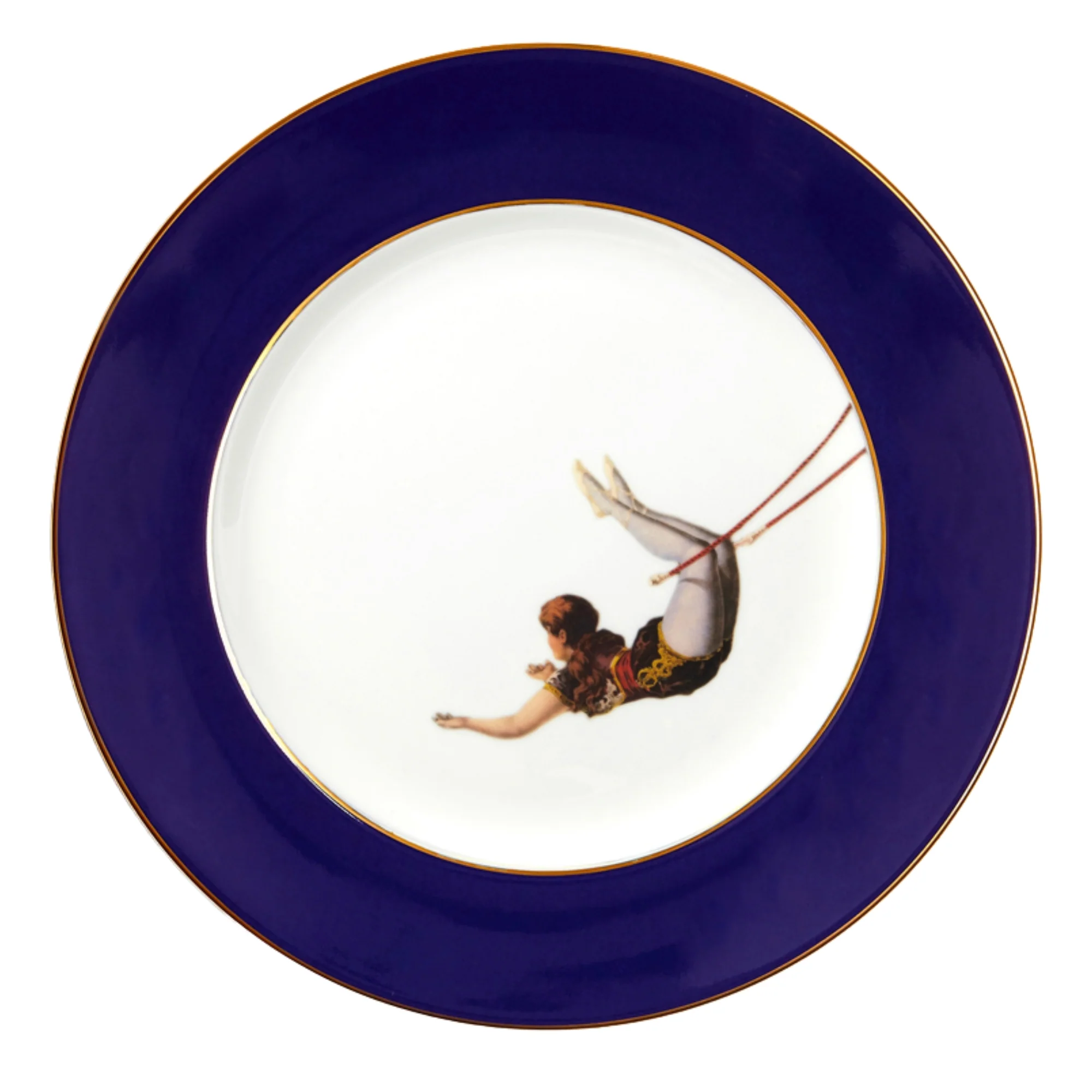 Trapeze Girl Dinner Plate Cobalt Blue