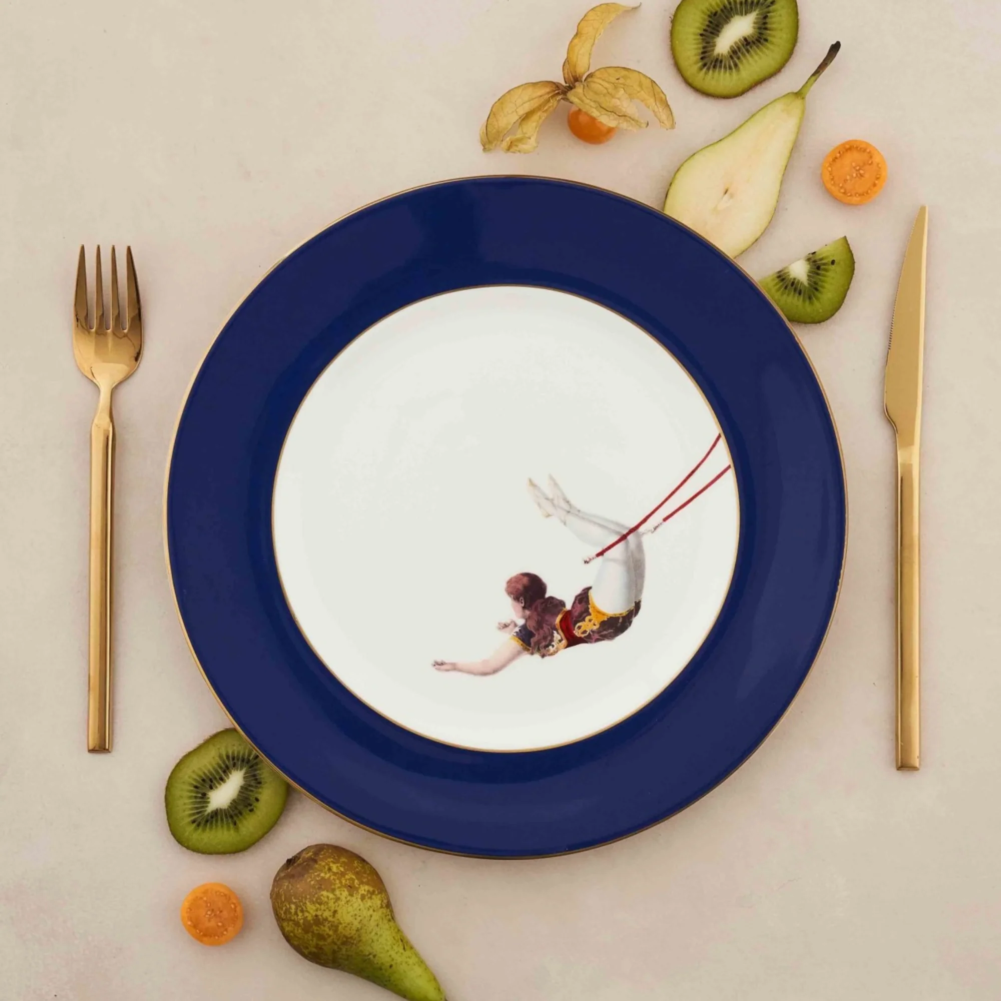 Trapeze Girl Dinner Plate Cobalt Blue - Image 2