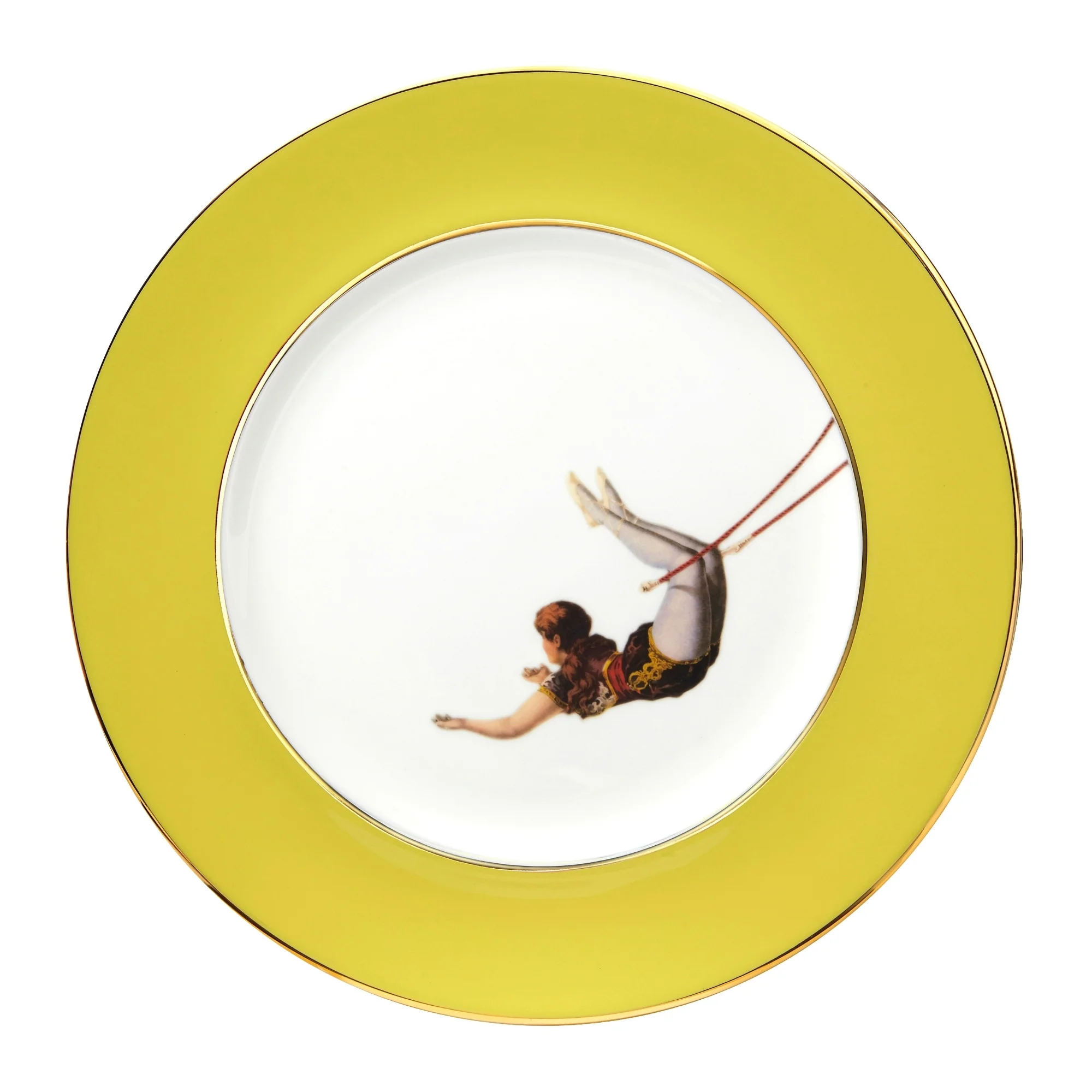 Trapeze Girl Dinner Plate Yellow