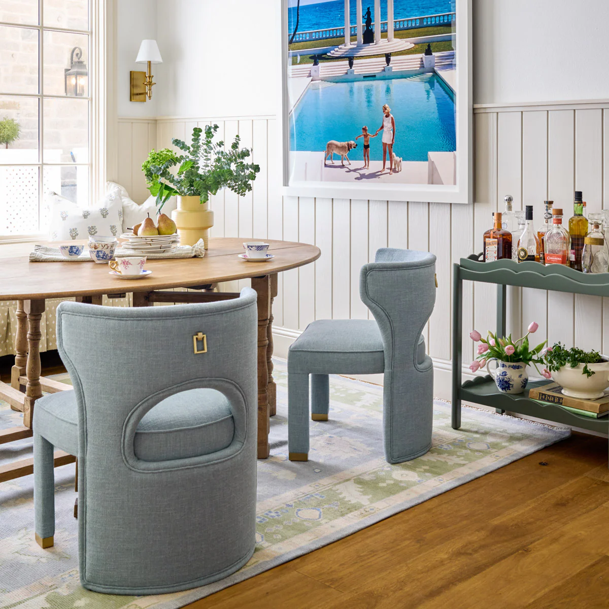 Valerie Dining Chair in French Blue Linen - Image 3
