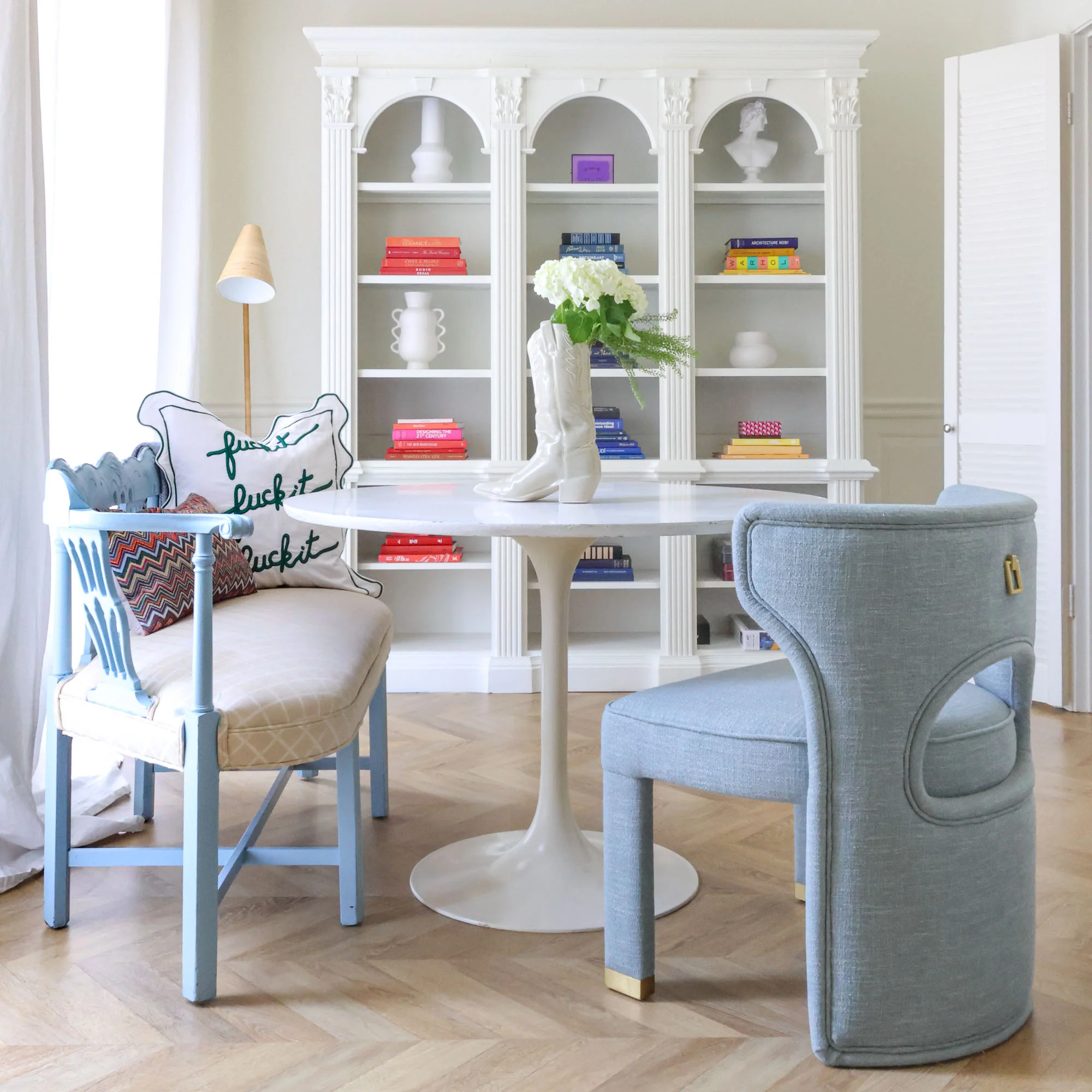 Valerie Dining Chair in French Blue Linen - Image 9