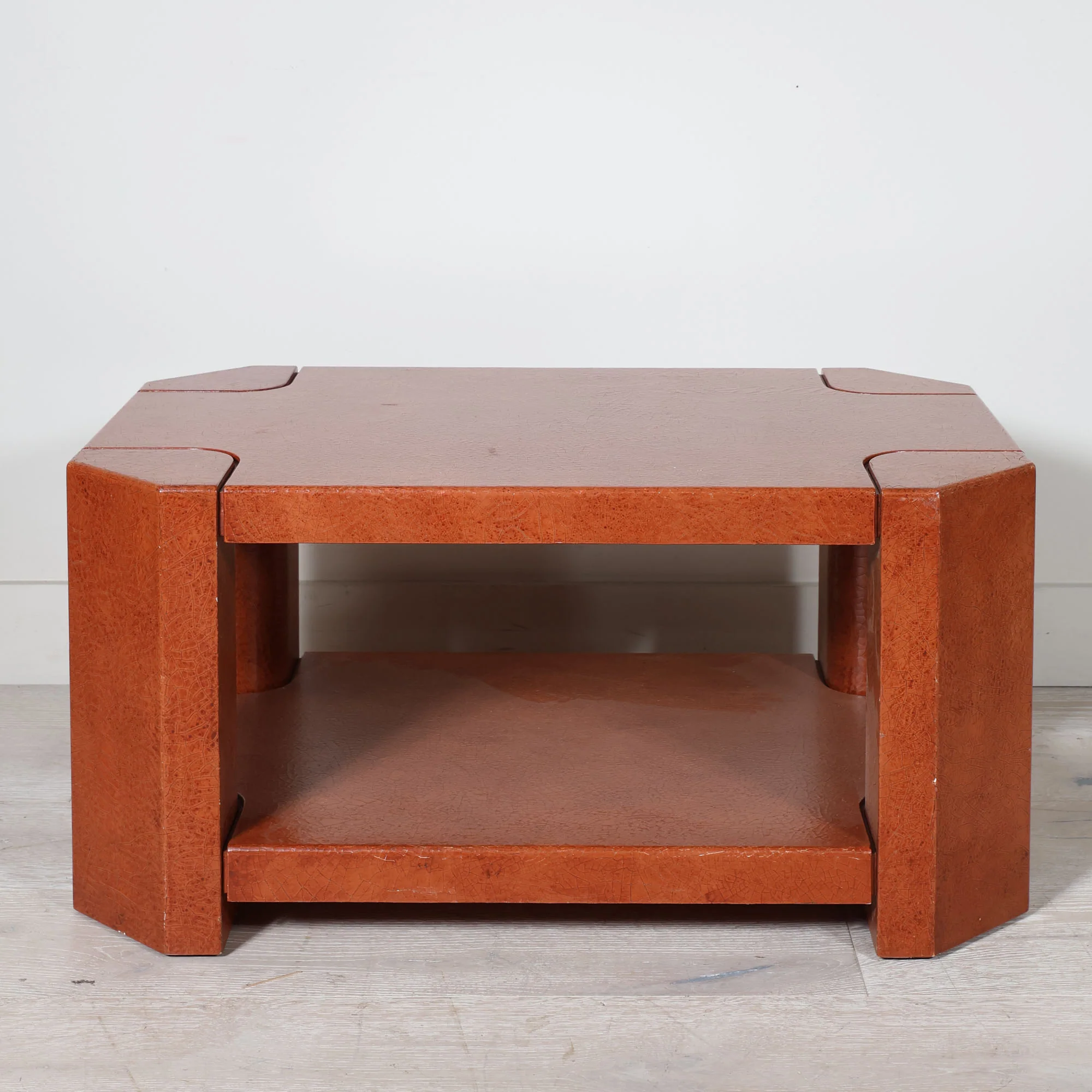Vintage Bull Nose Coffee Table with Leather Finish - Image 3