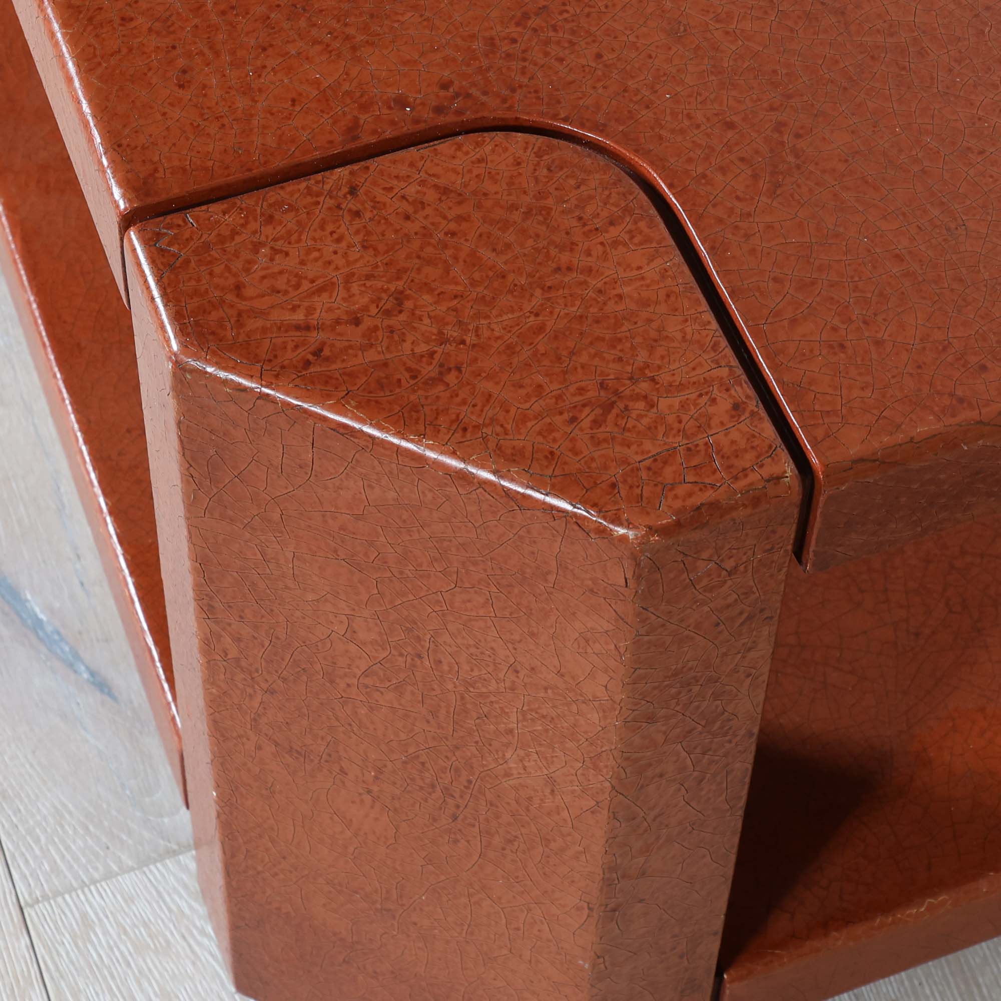 Vintage Bull Nose Coffee Table with Leather Finish - Image 5