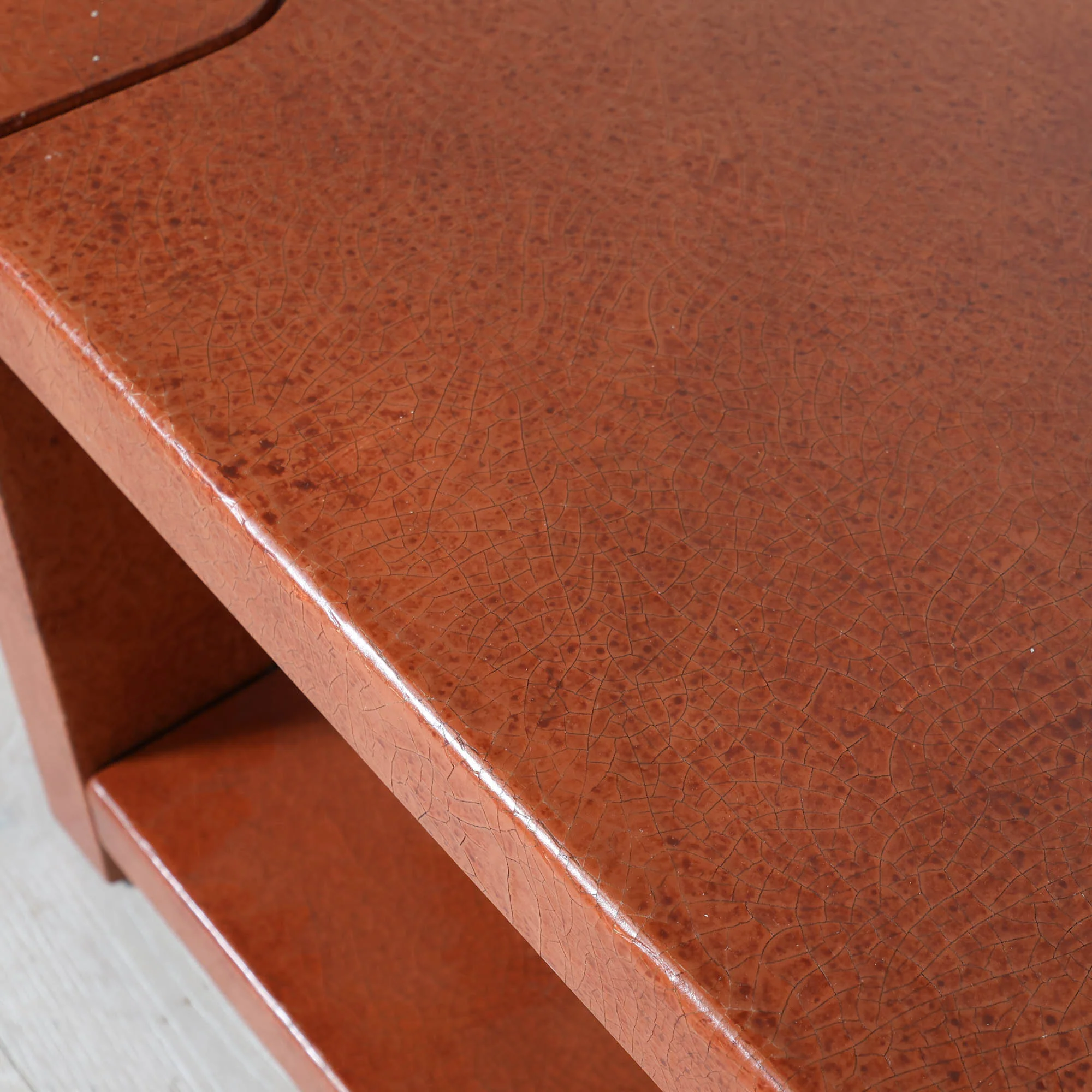 Vintage Bull Nose Coffee Table with Leather Finish - Image 6