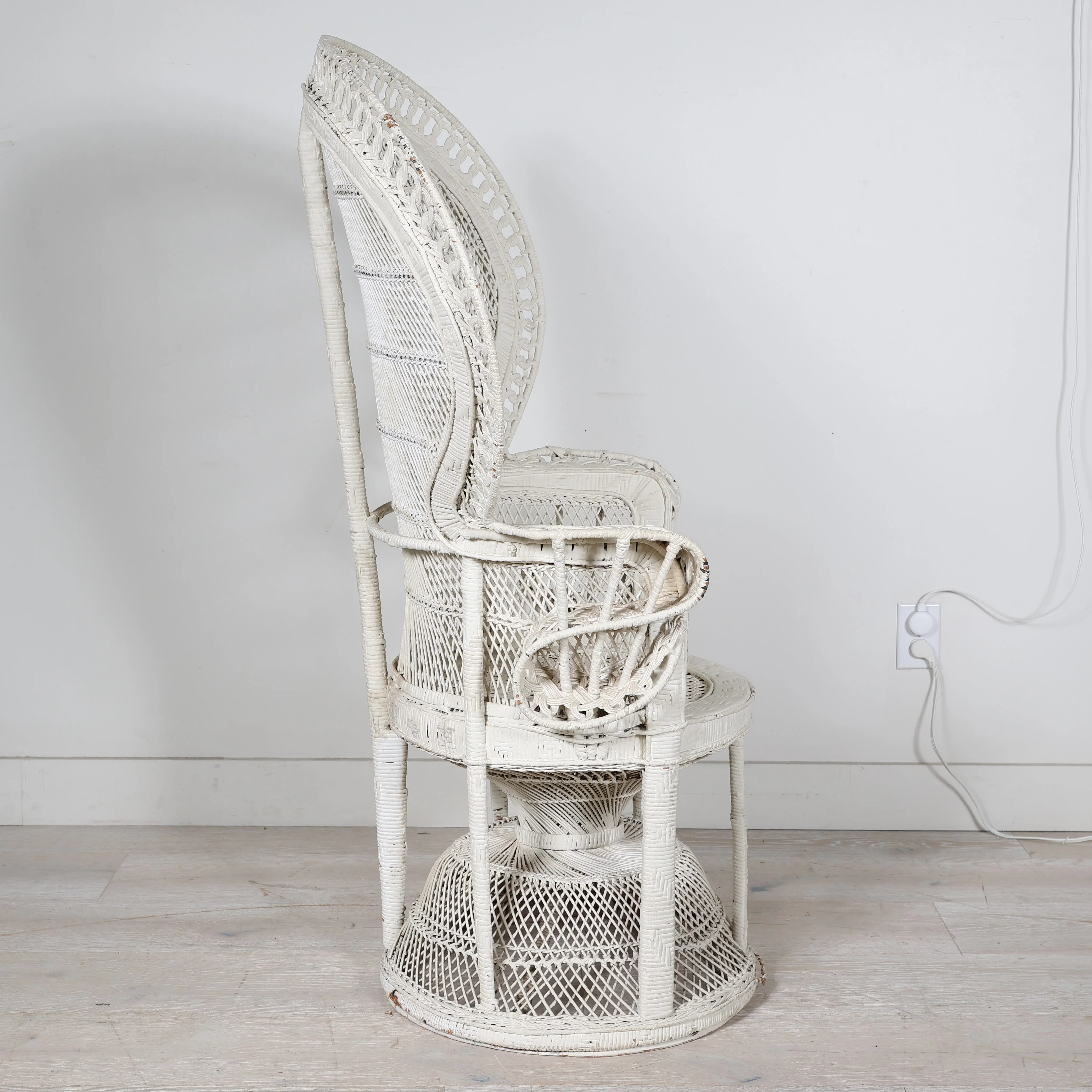 Vintage Painted Rattan / Wicker Peacock Chair - Image 3
