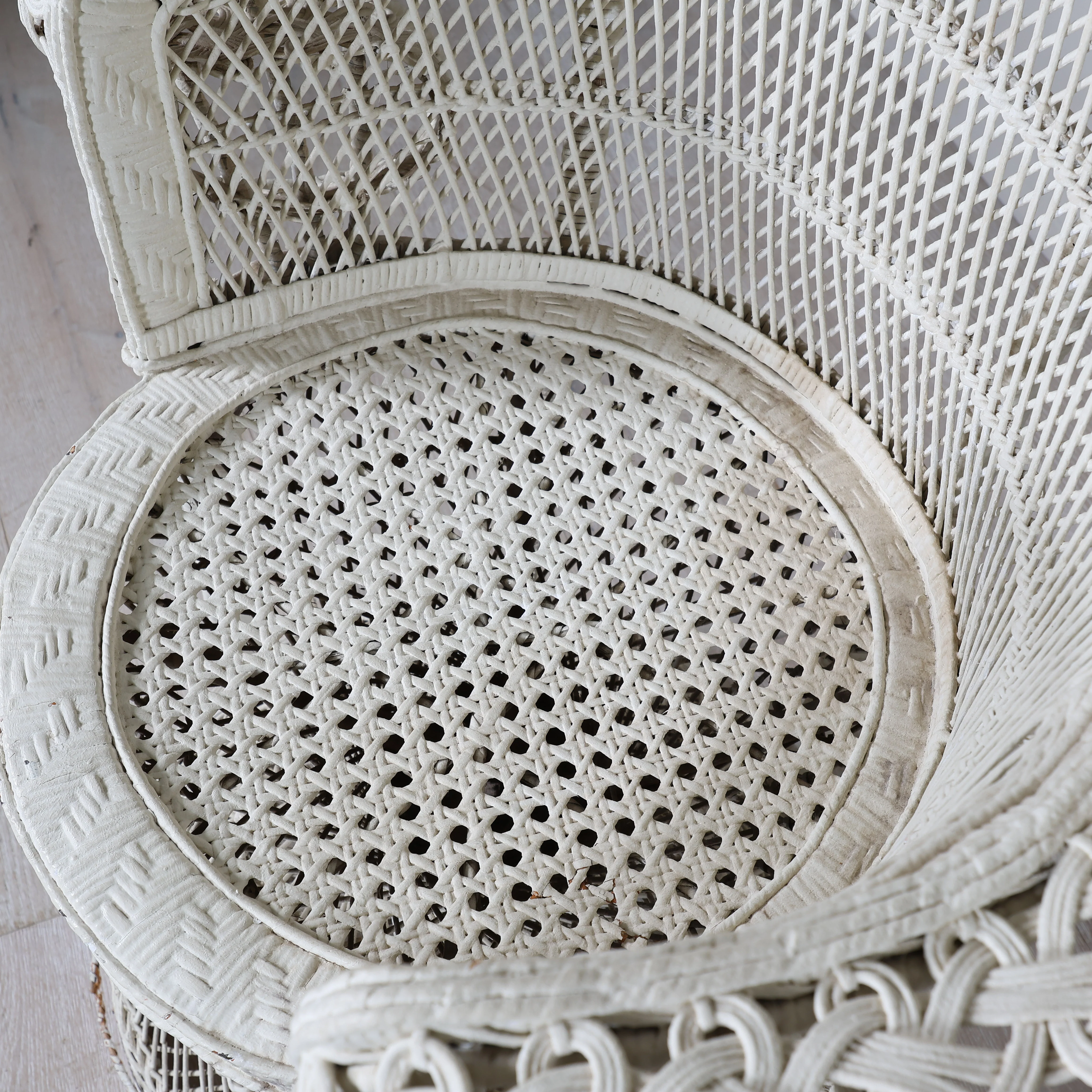 Vintage Painted Rattan / Wicker Peacock Chair - Image 5