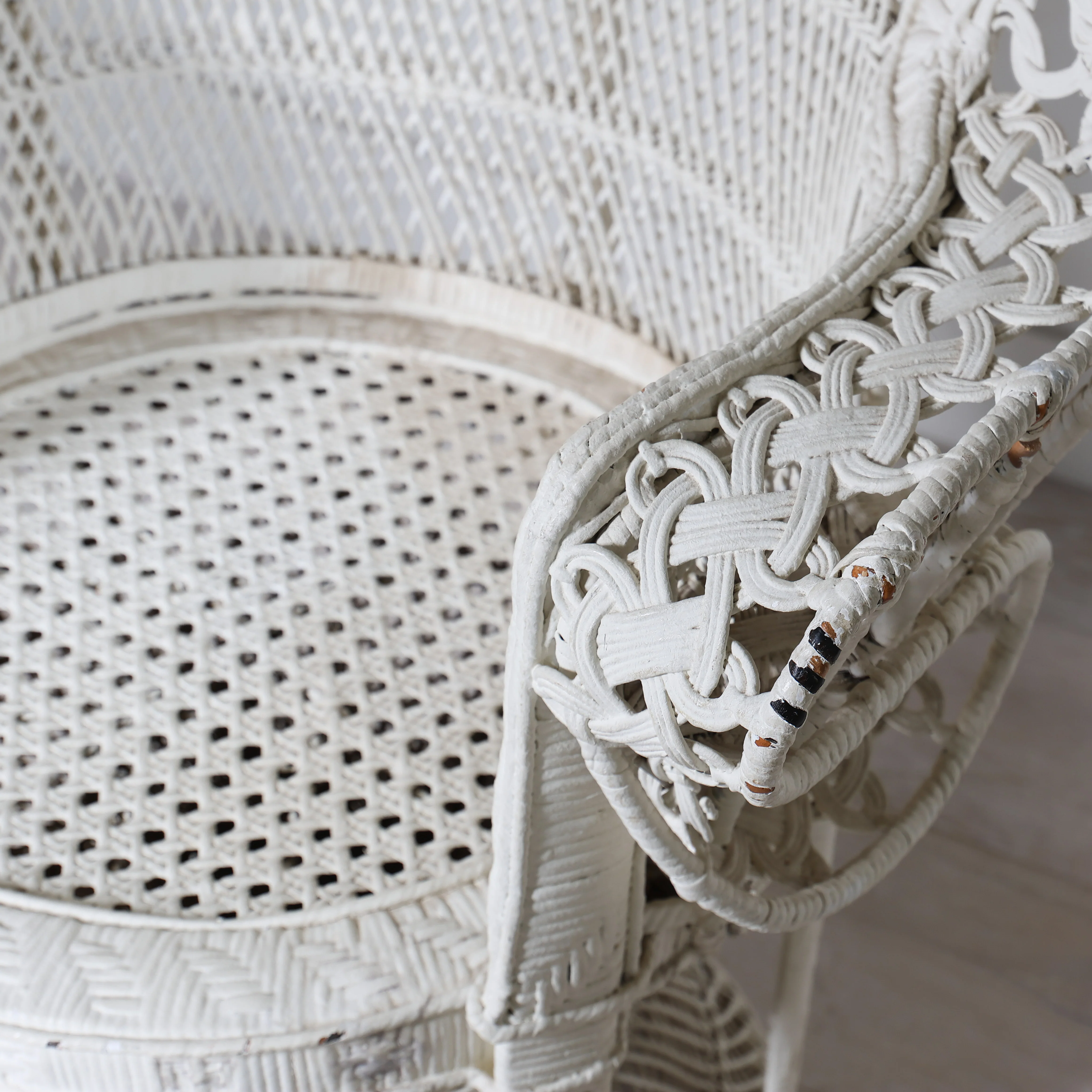 Vintage Painted Rattan / Wicker Peacock Chair - Image 8