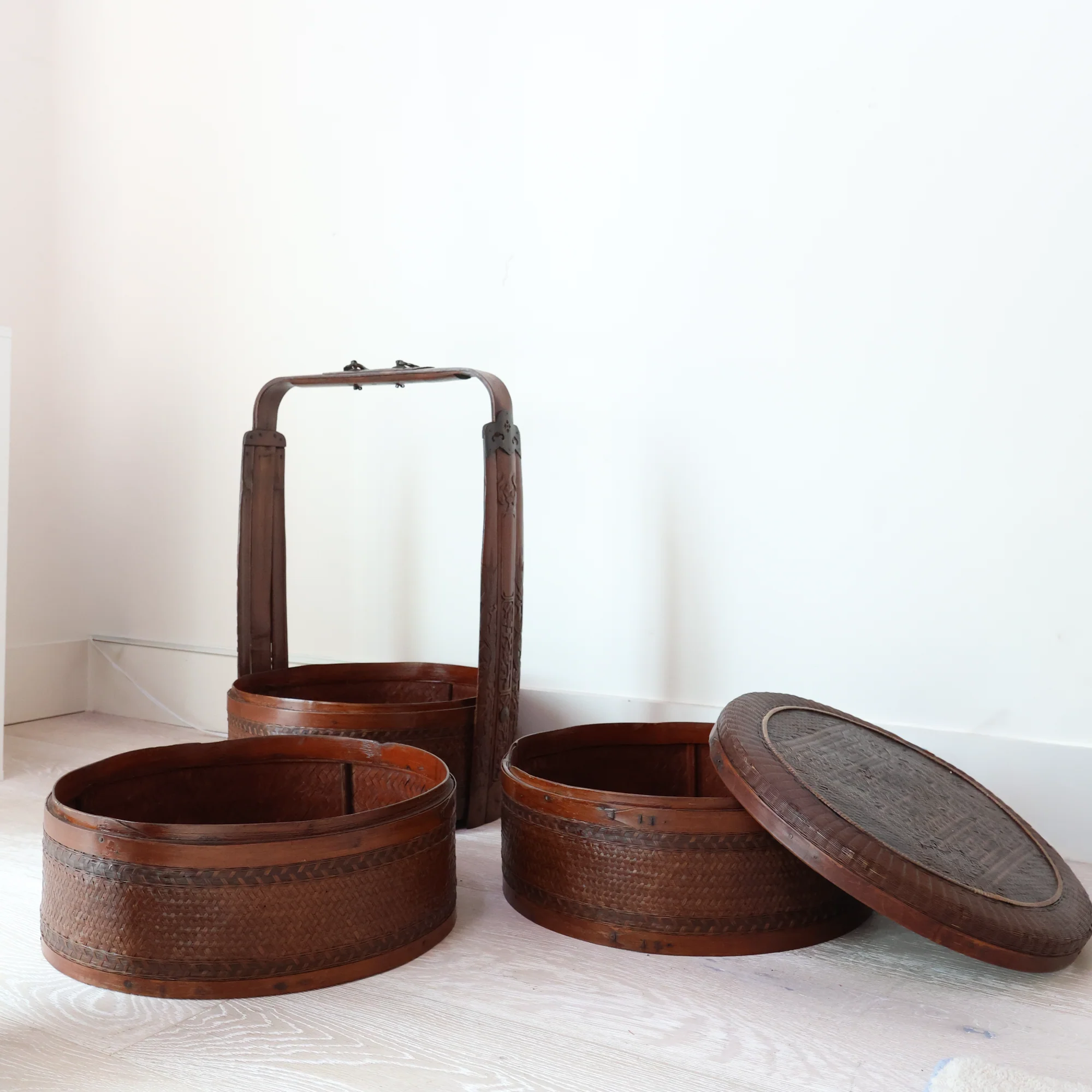 Vintage Three Tiered Bamboo Wedding Basket - Image 4
