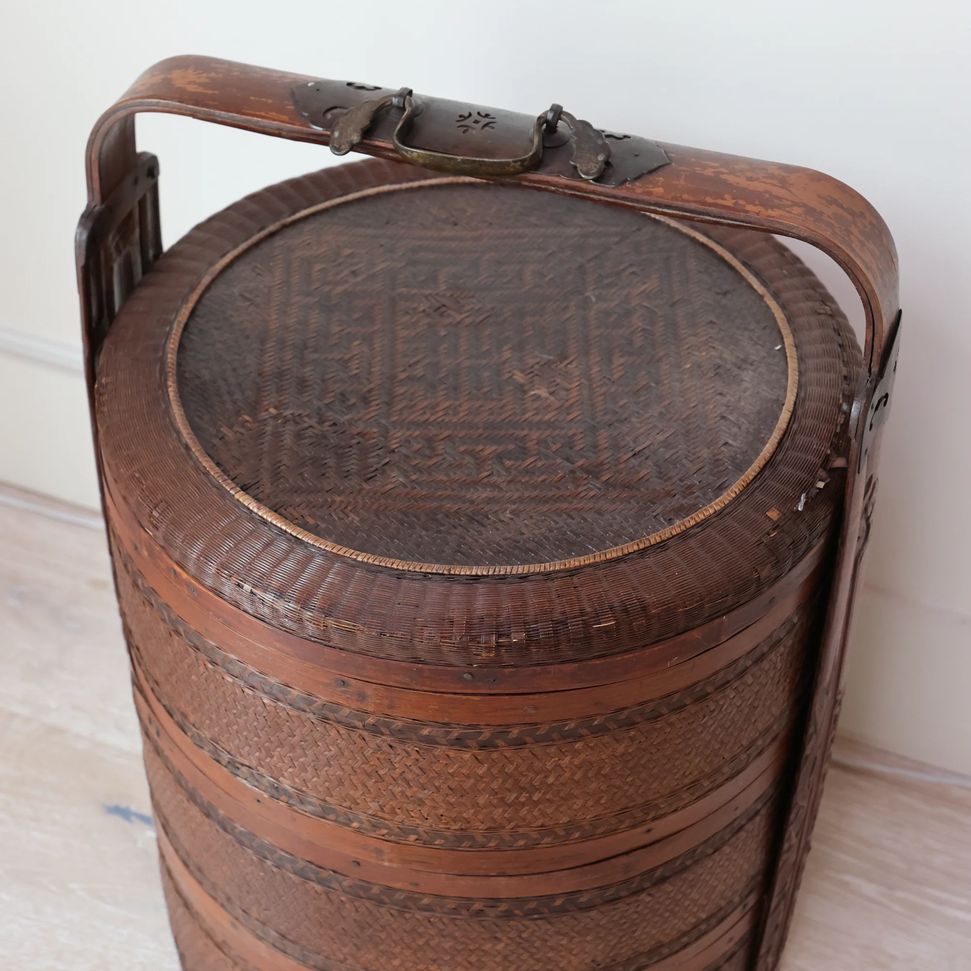 Vintage Three Tiered Bamboo Wedding Basket - Image 7