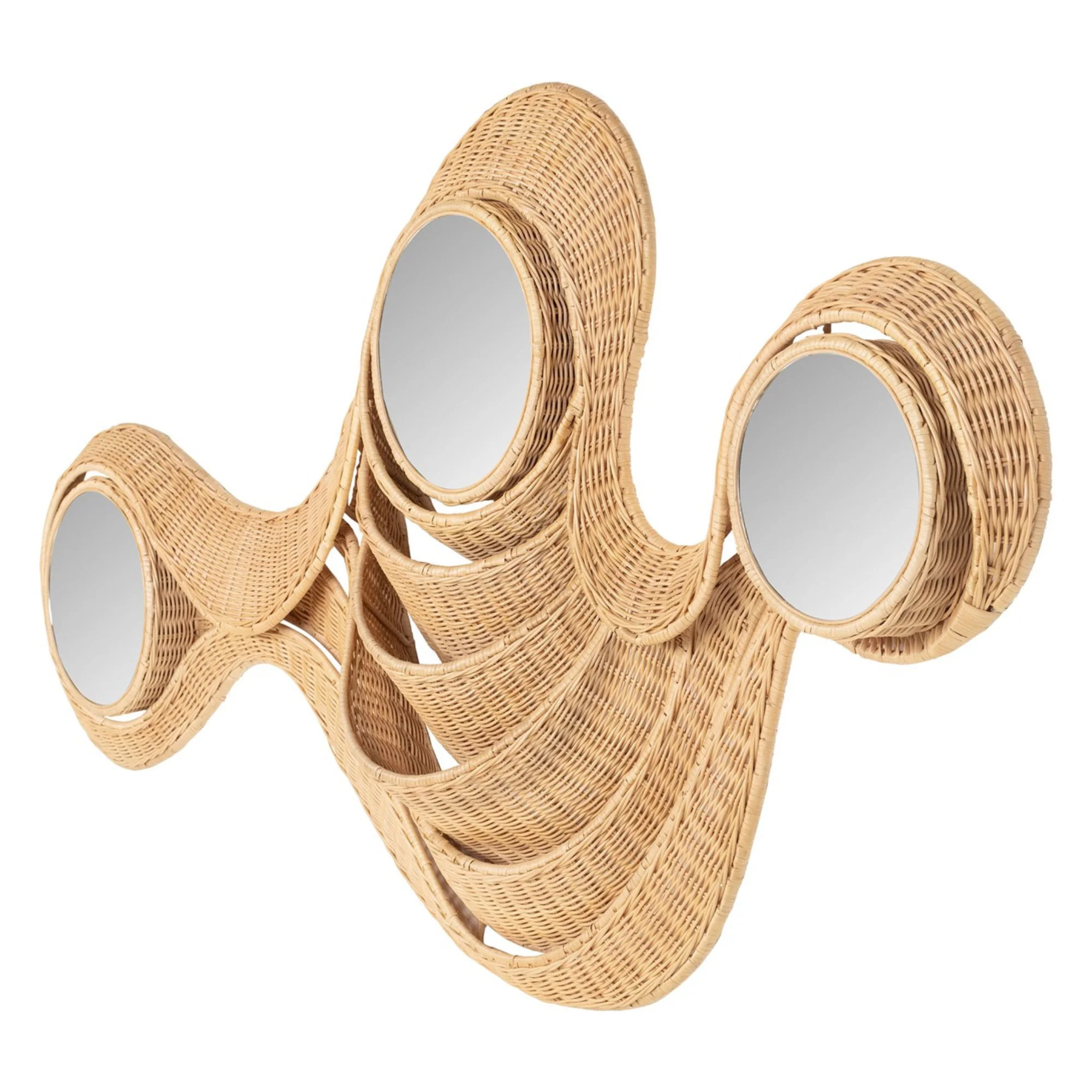 Wave Mirror in Rattan - Image 3