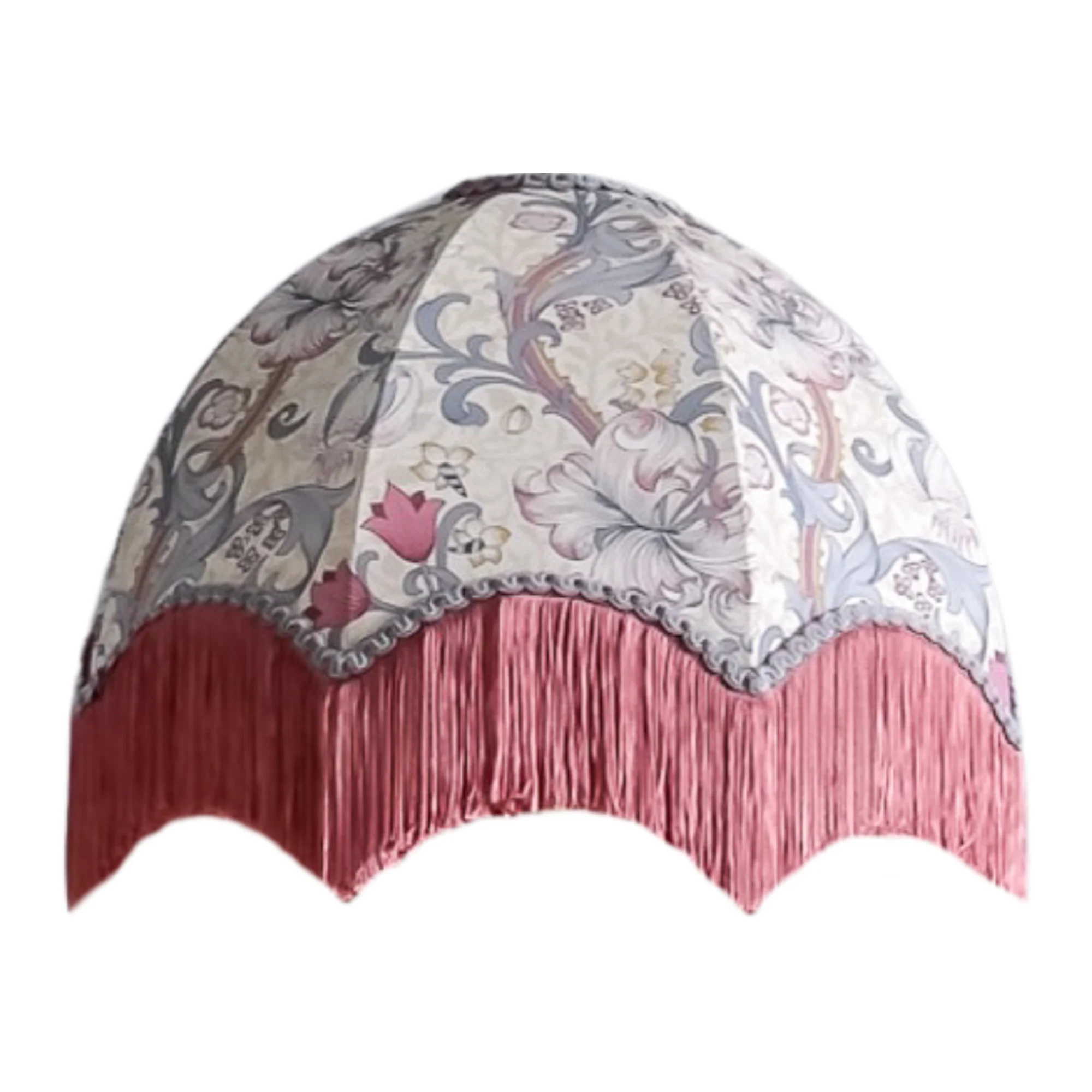 William Morris Golden Lily Fringed Lampshade - Dove (L)