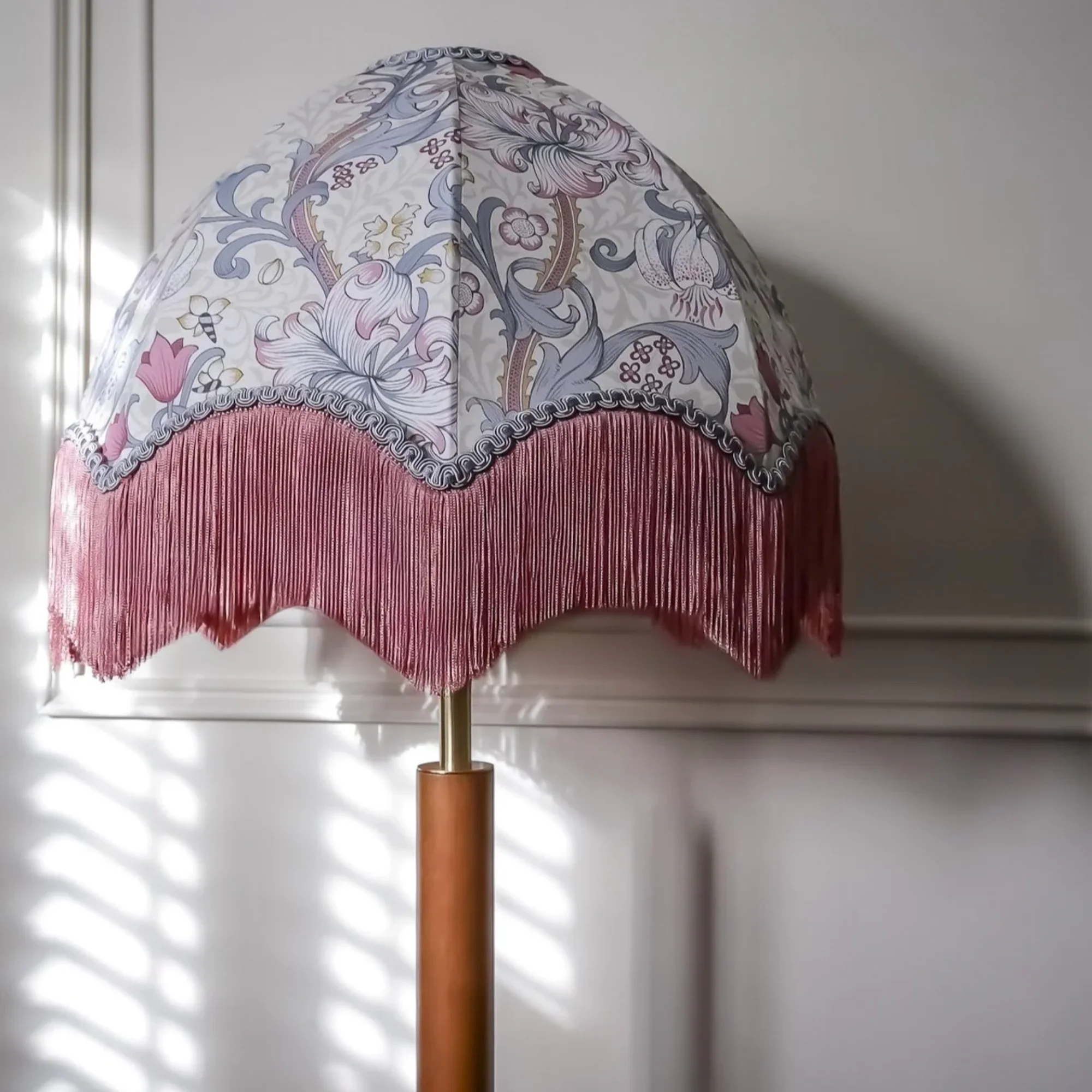 William Morris Golden Lily Fringed Lampshade - Dove (L) - Image 2